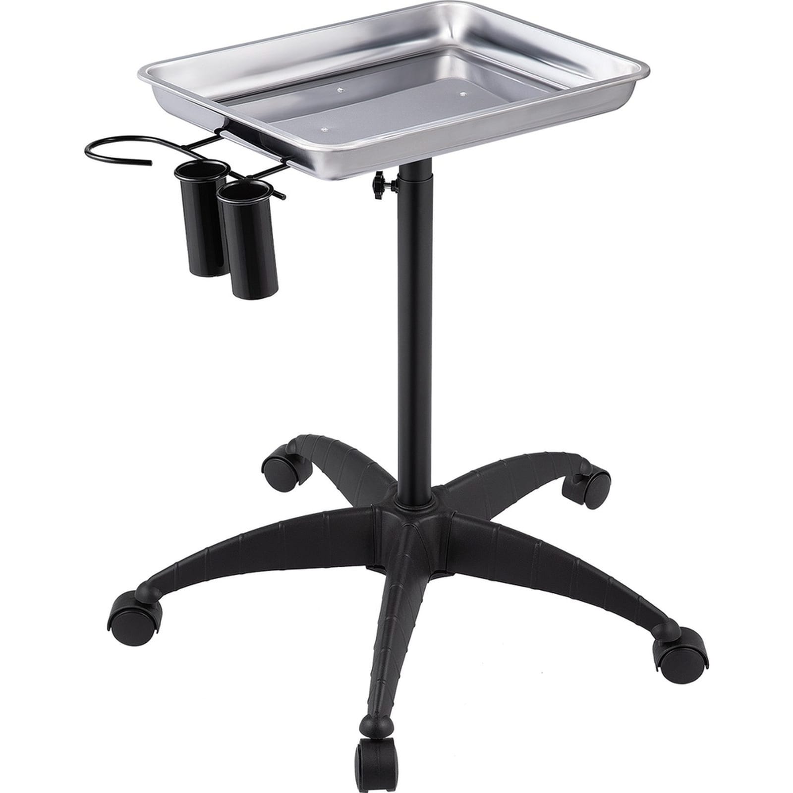 GIVIMO - Height Adjustable Mayo Stand Stainless Steel Rolling Tray 17.7-in x 13-in Top with 5 Swi...