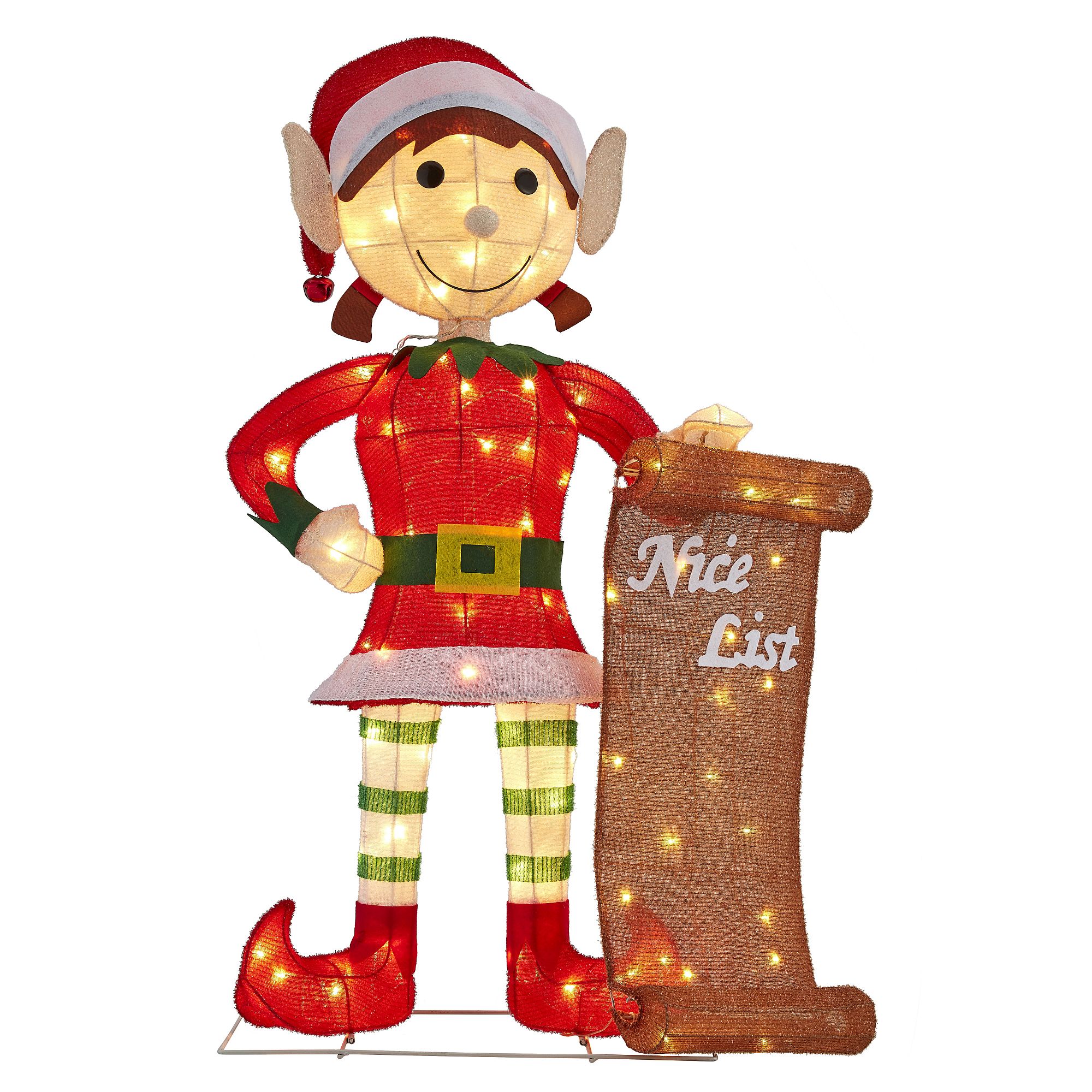 Haute Decor DCYD0002 42-Inches Freestanding Elf Yard decoration with White LED Lights