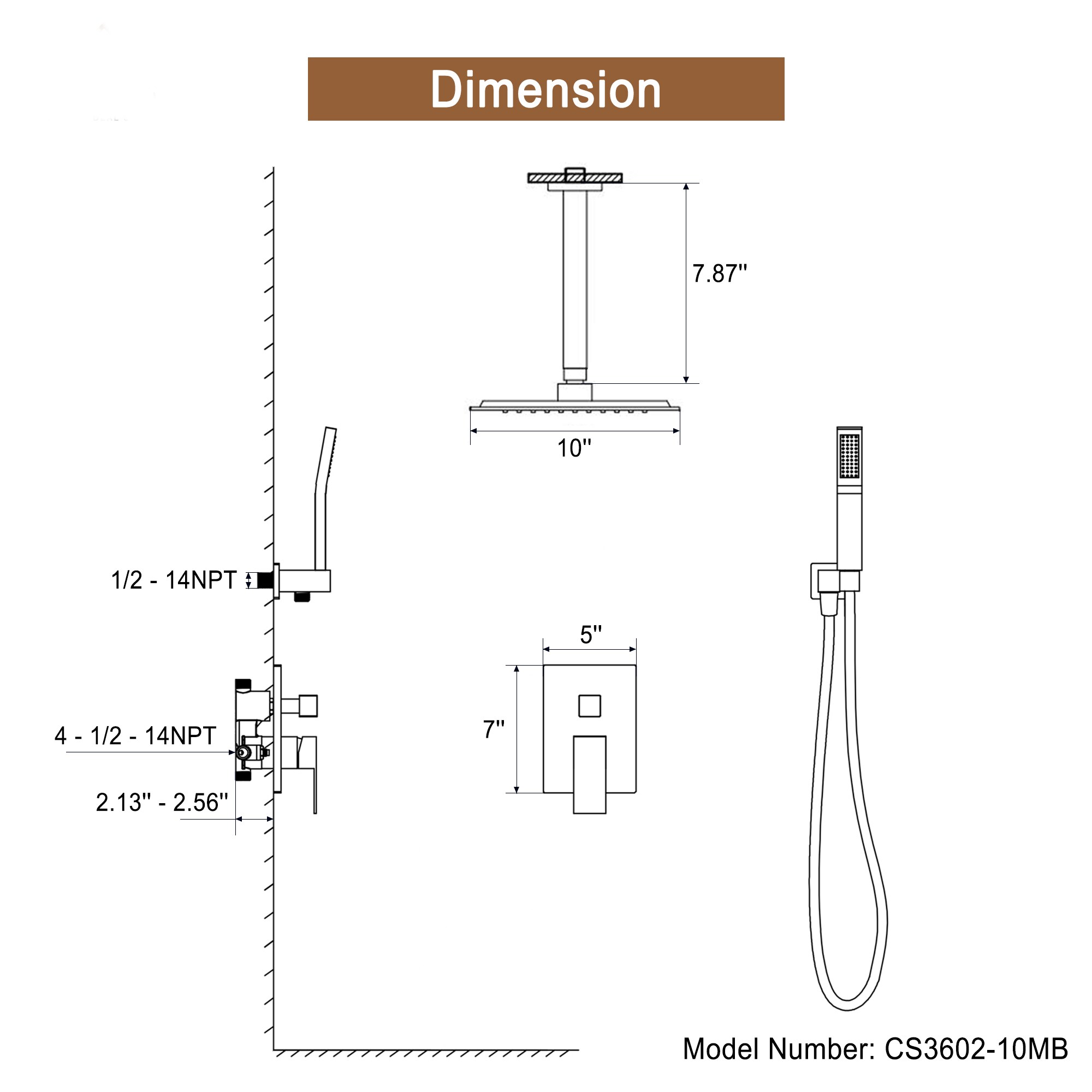 Mondawe MOEB102-10MB Showerhead-Bar-Panels - View #10