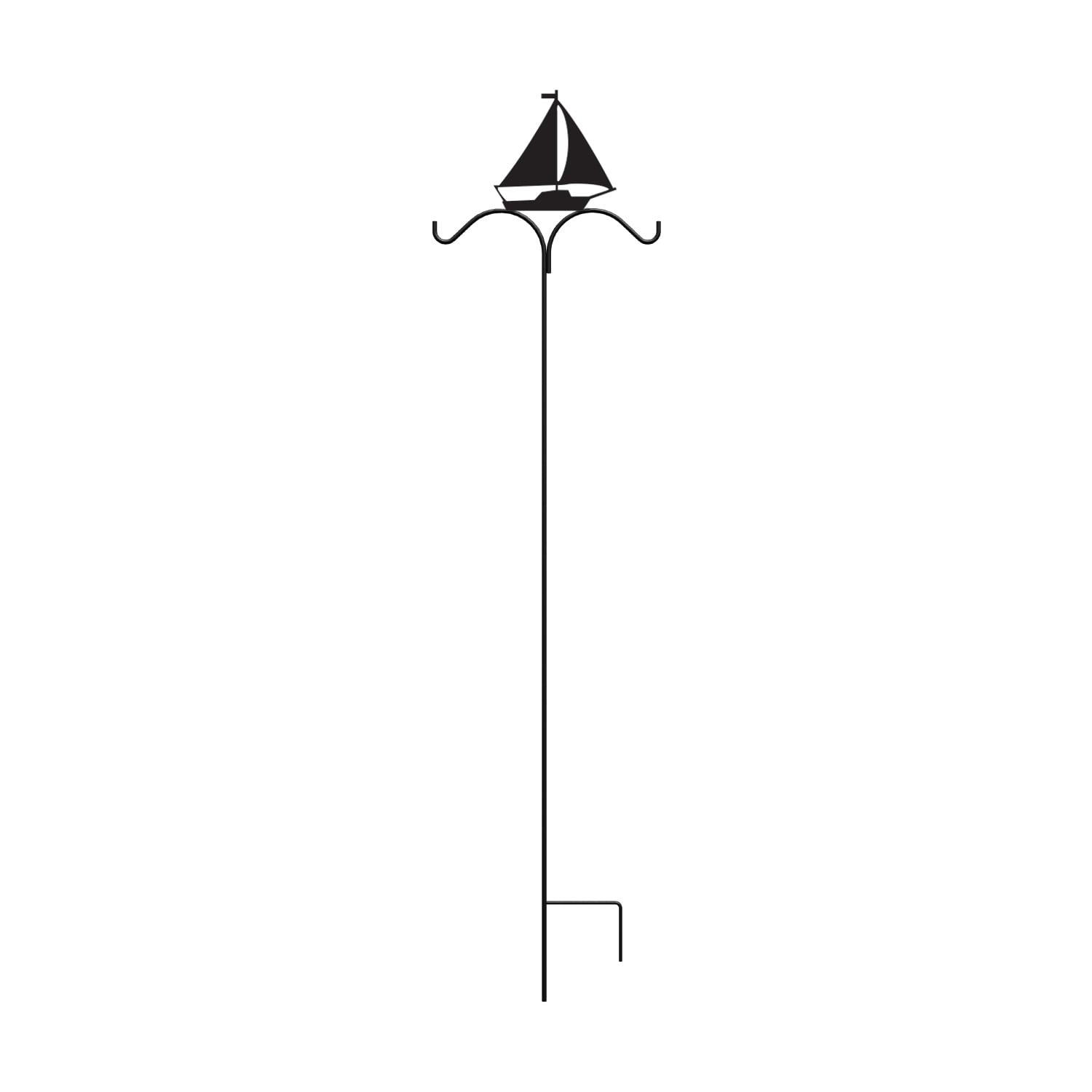  84643L 74-in Black Metal Double Shepherd's hook