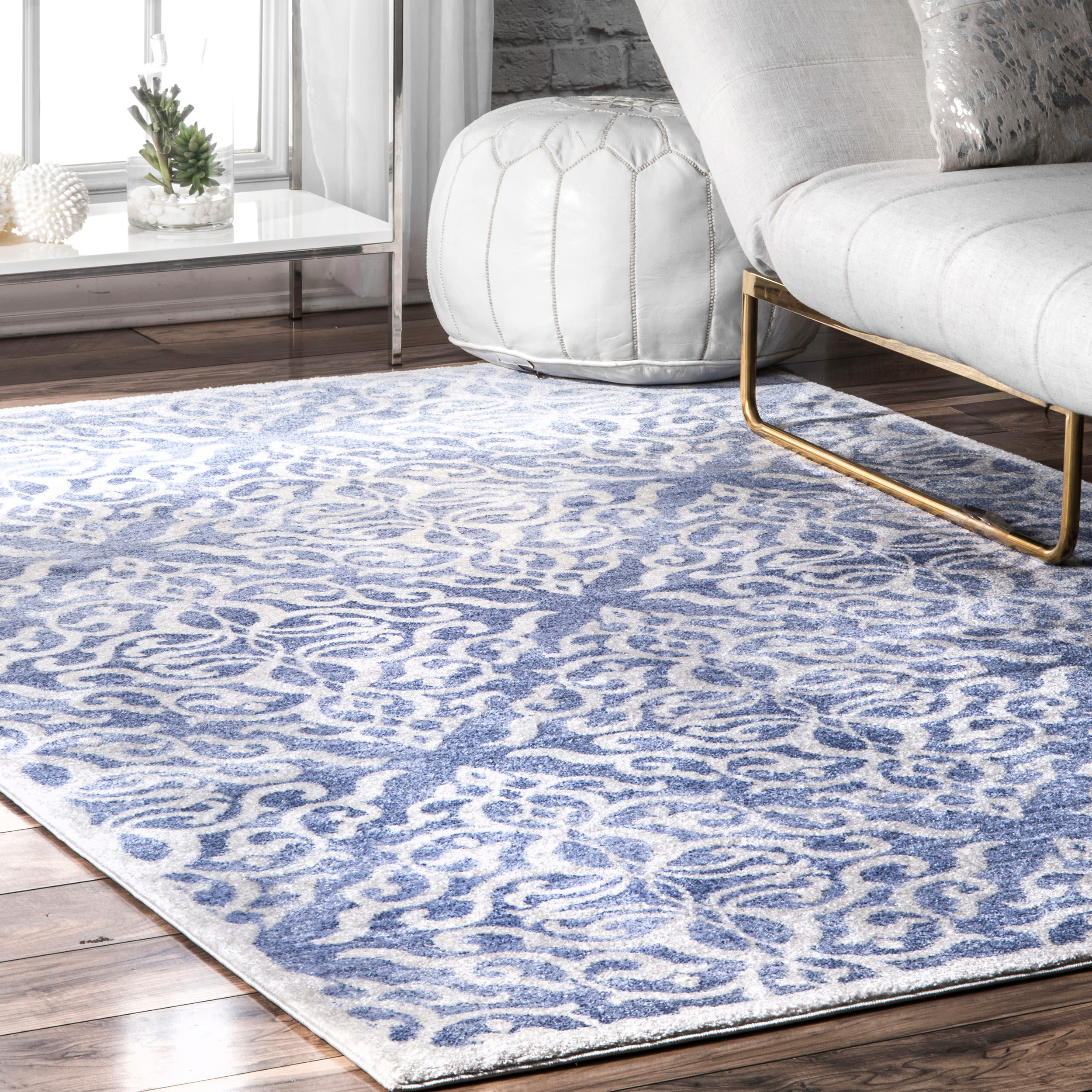 nuLOOM RZAB08A-5075 5 x 7 (ft) Loomed Polypropylene Blue Rectangular Indoor Trellis Vintage Area rug