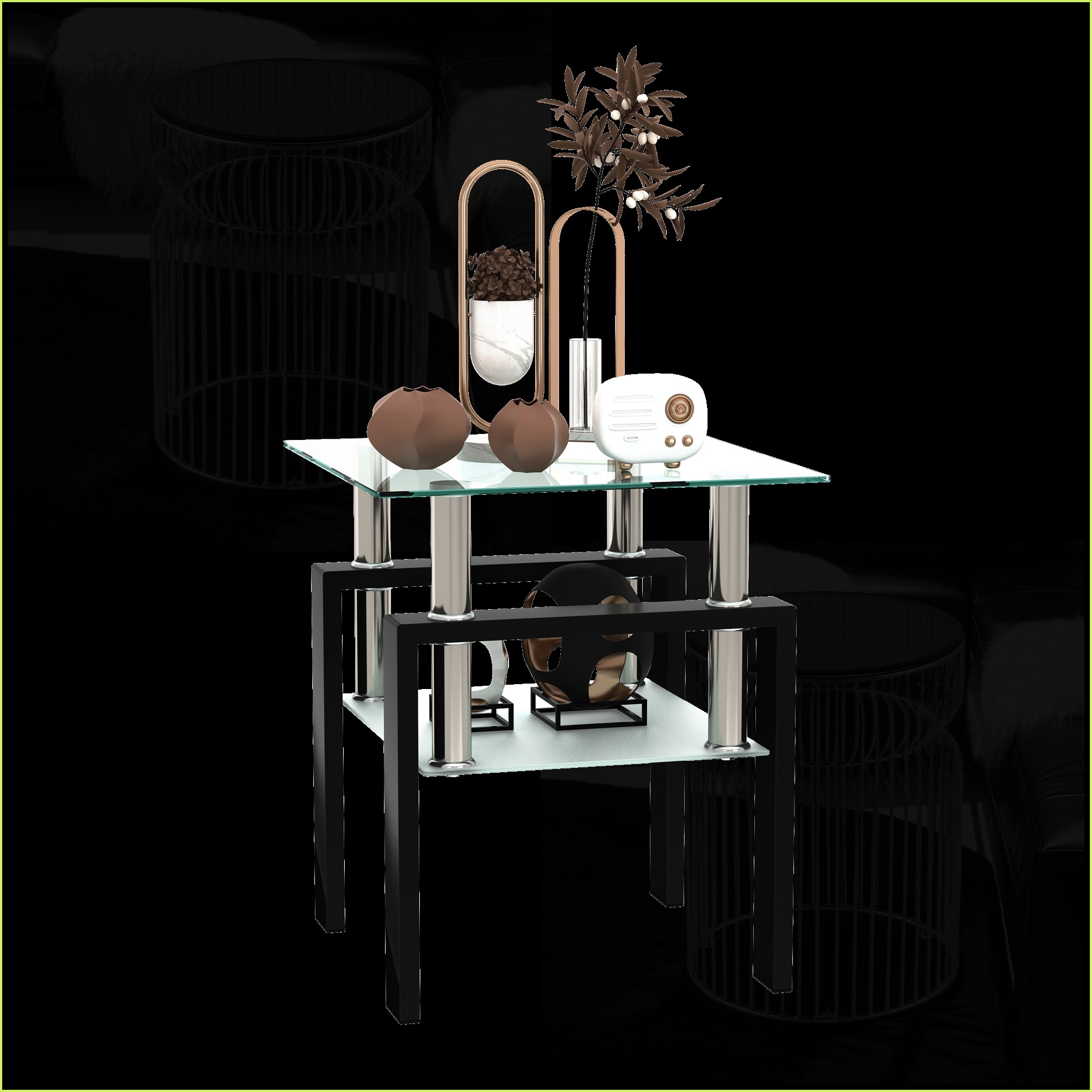 Watnature Transparent orBlack Tempered Glass Coffee Table for Living ...