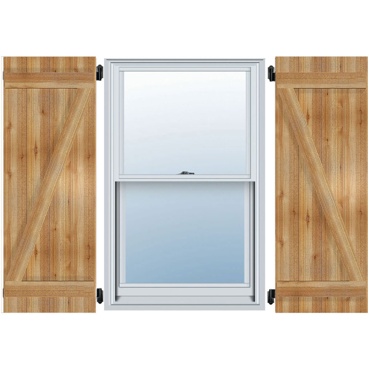 Ekena Millwork RBJ06Z26X067RWR 26.875-in W x 67-in H Unfinished Paintable/Stainable Board and batten Z-bar Wood Exterior Shutters ( 2 -Pack )