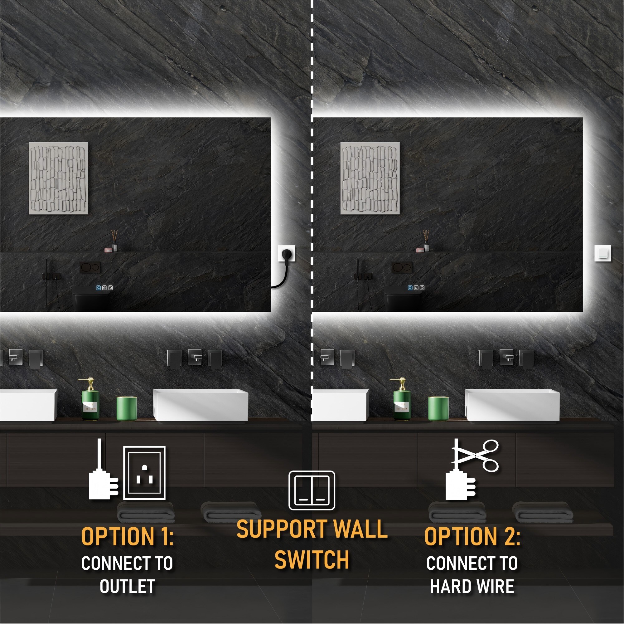 Iseryn MR 55-in x 32-in Polished Frameless Rectangle Dimmable LED ...