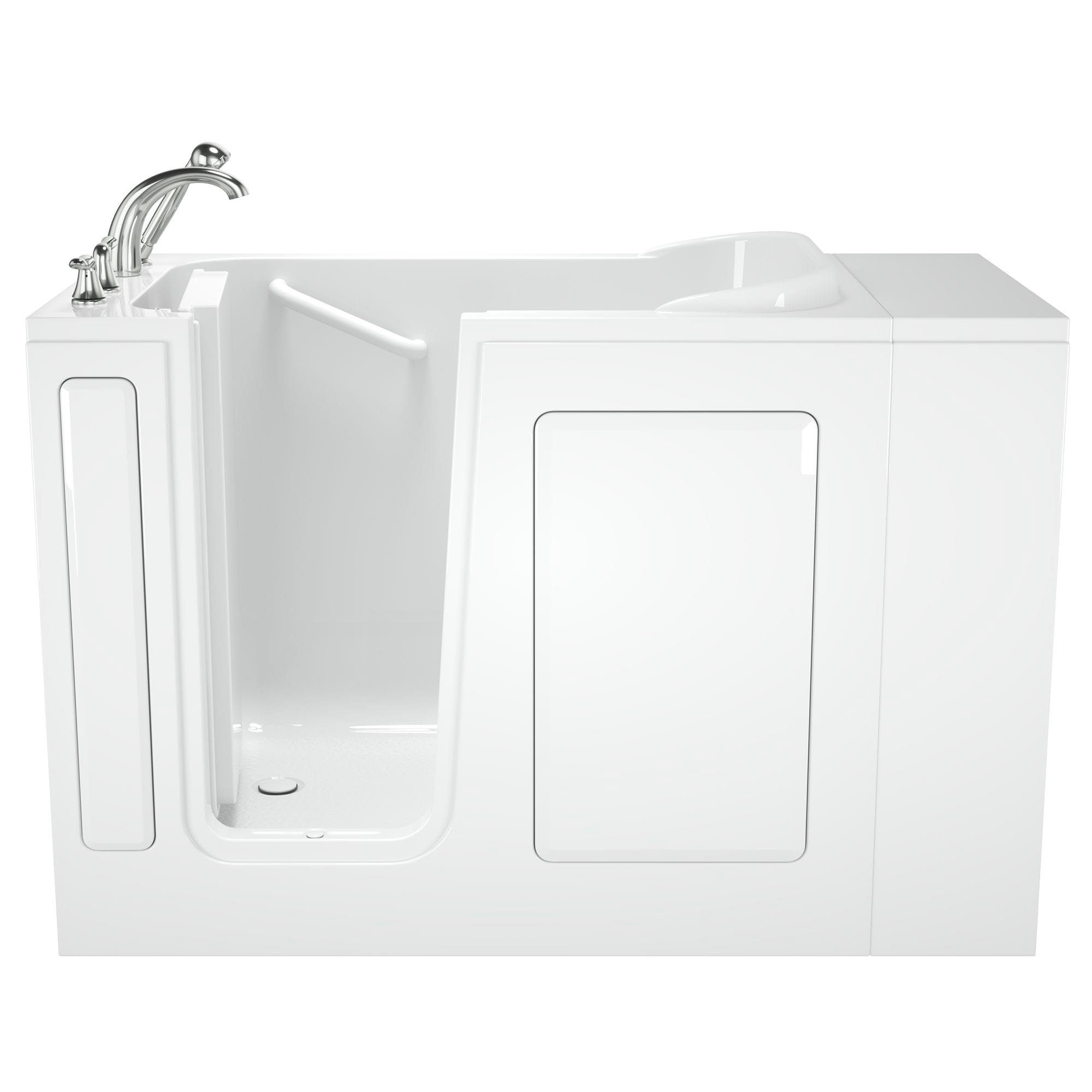 White Fiberglass Walk-In Soaking Bathtub with Faucet