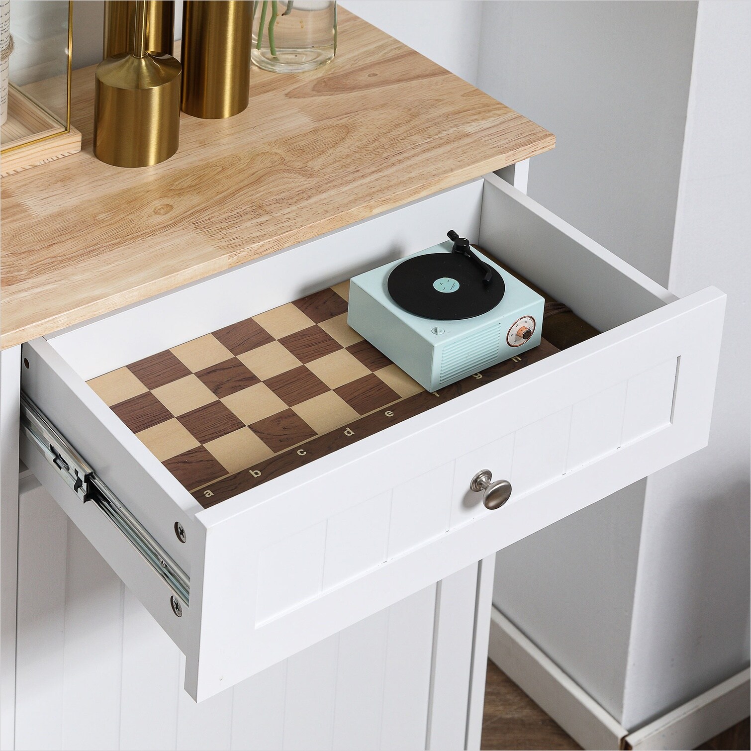 chillscreamni Clean White MDF Tilt-Out Trash Cabinet with Drawer and 10 ...