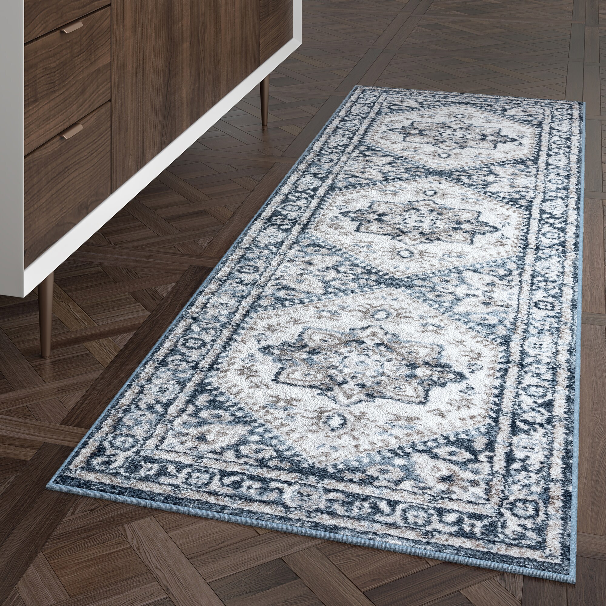 Tayse NEX2201 2X8 Nexus 2 x 8 (ft) Loomed Polypropylene Blue Rectangular Indoor Runner rug