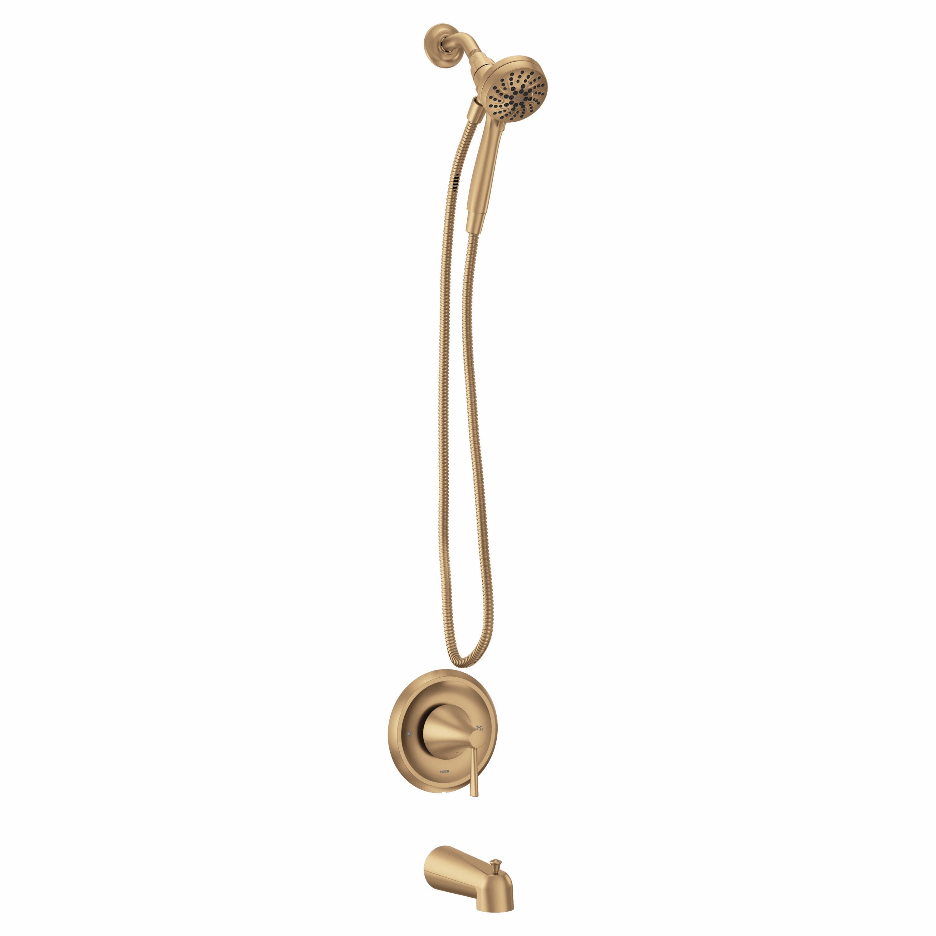 Moen Ronan Bronzed Gold 1 Handle Handheld Round Bathtub And Shower Faucet Valve Included 8705