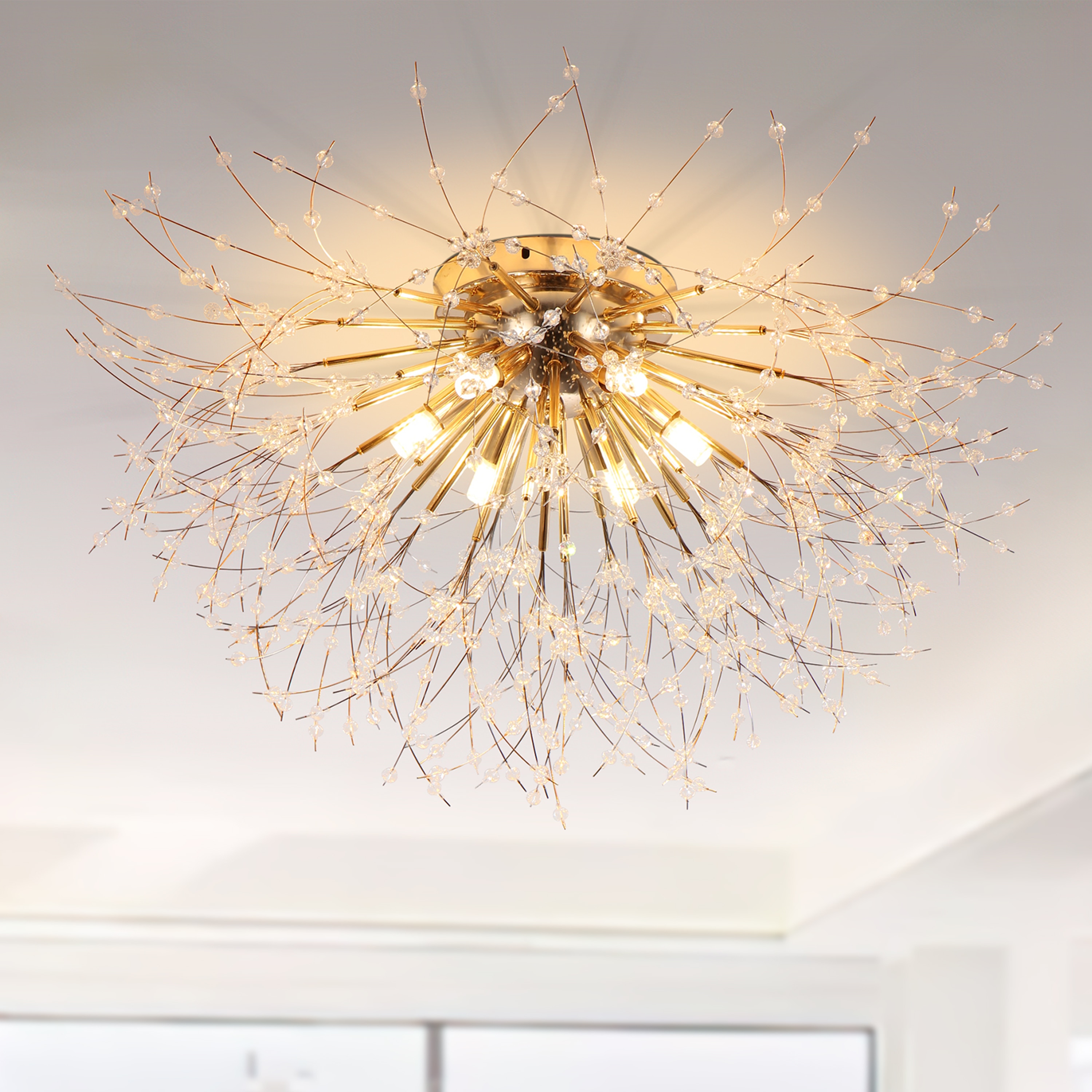 GoYeel ZC010GD06 6 -Light 23.62-in Gold Semi Flush Mount Light