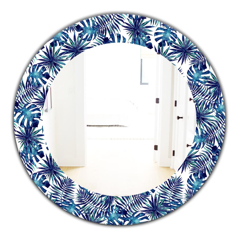 Designart 24 In W X 24 In H Round Blue Polished Wall Mirror At Lowes Com   17060610 