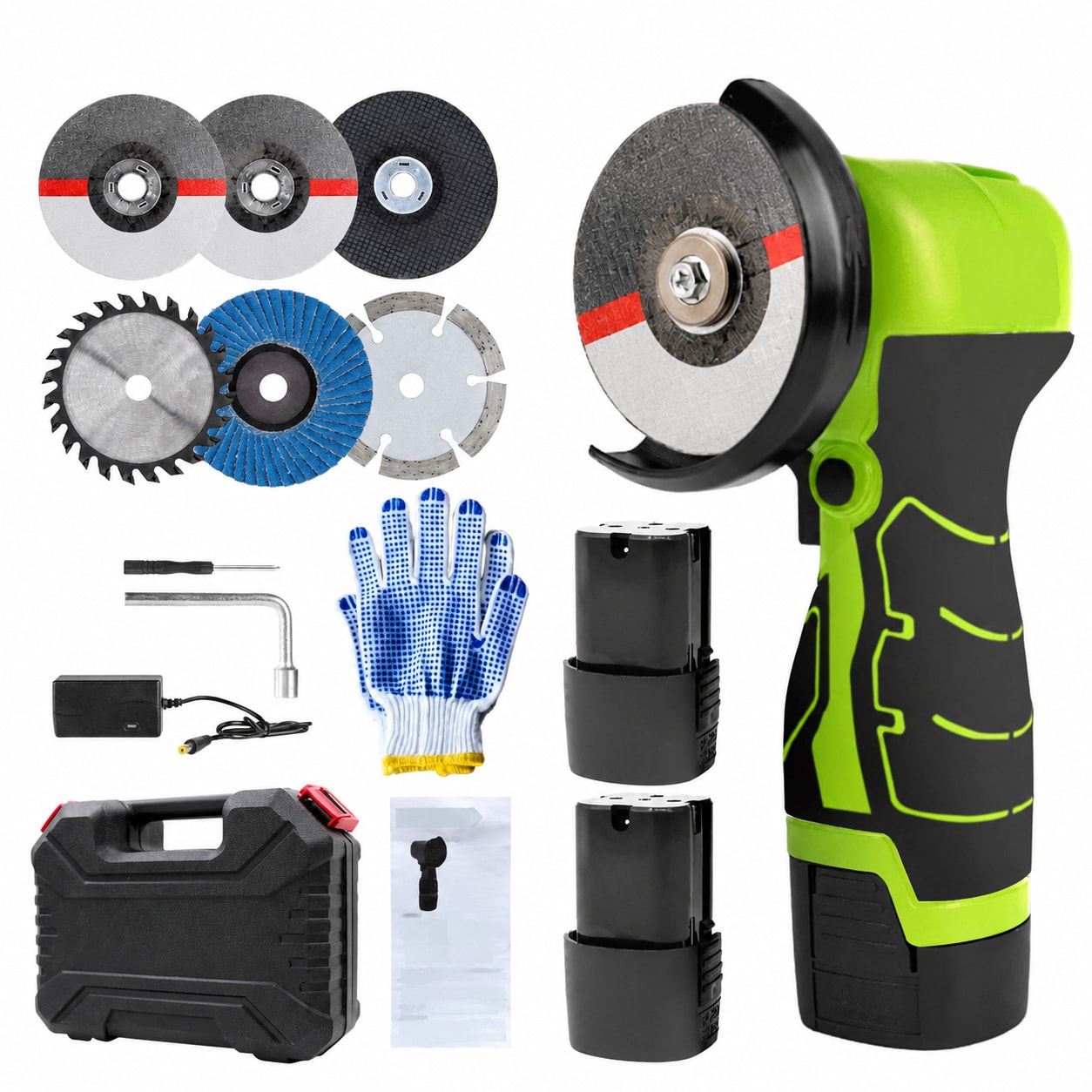 Avid Power Cordless 16.8V 19500rpm Mini Electric Angle Grinder Kit with Batteries Charger and Accessories