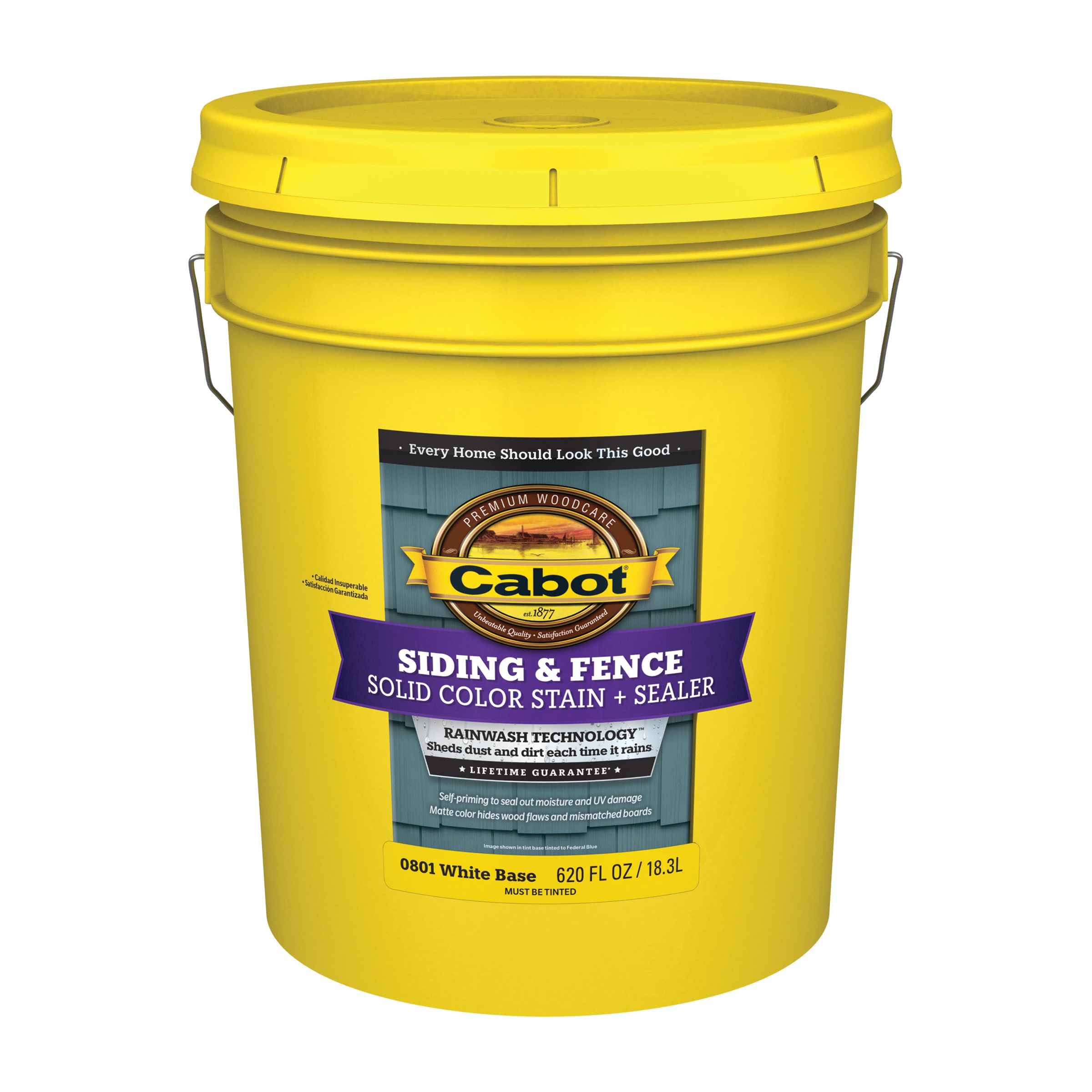 Cabot 140.0000801.008 Siding and Fence Tintable White Base Solid Exterior Wood Stain and Sealer in One ( 5-gallon )