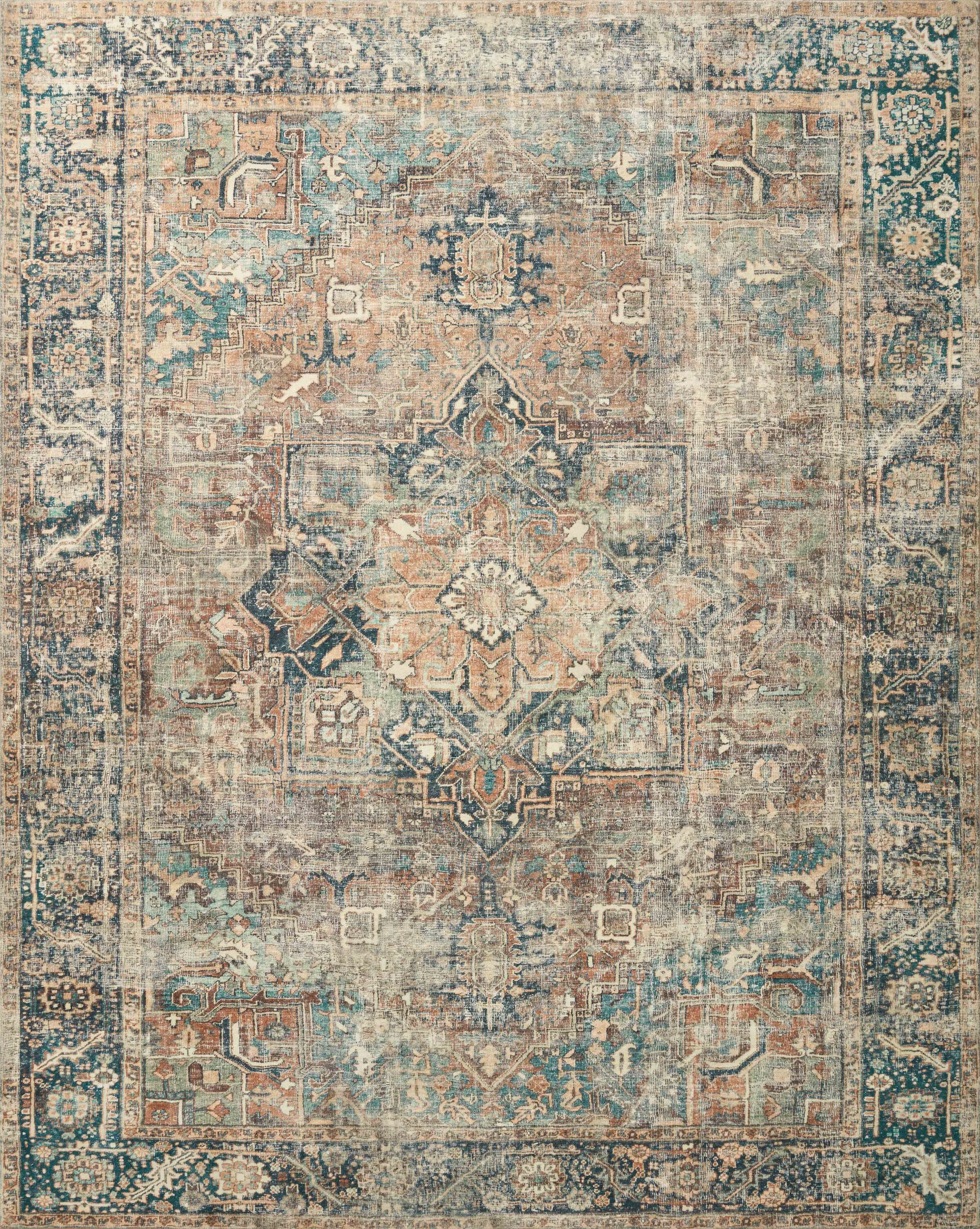 Margot Terracotta and Lagoon Bohemian Vintage Area Rug