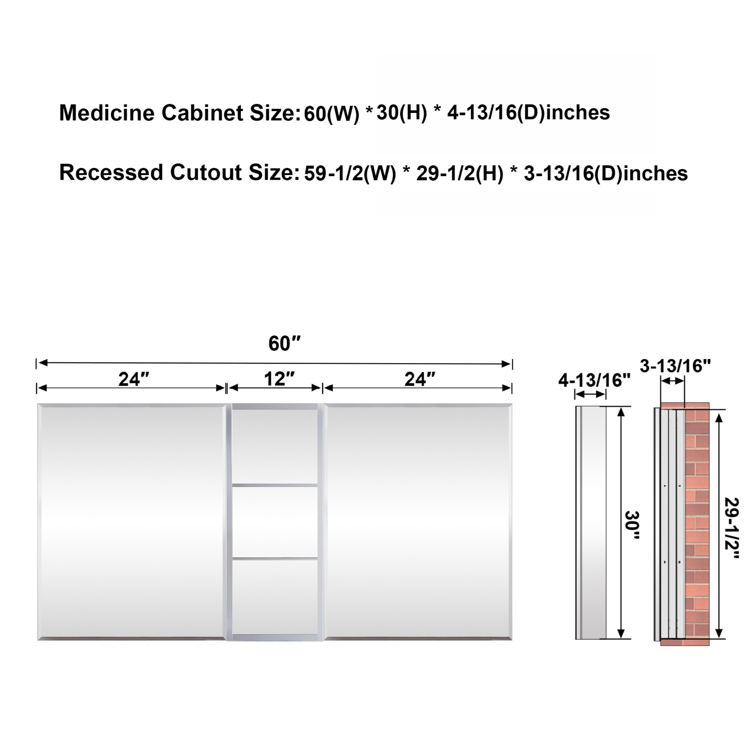 WELLFOR B24R1230MCB24L Bathroom-Wall-Cabinets - View #6