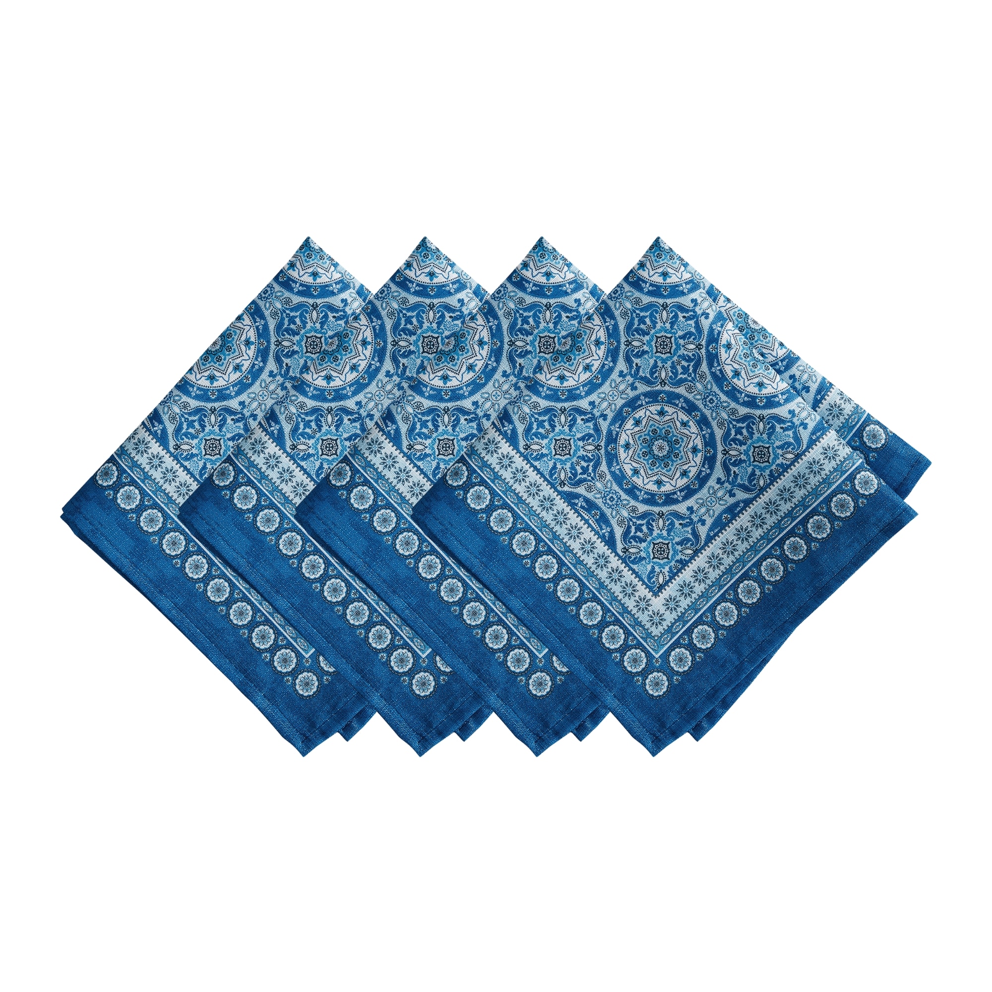 Elrene Home Fashions 194590199524 Vietri Water Resistant Indoor/Outdoor 17x17 4 -Pack Multicolor Polyester Square Napkin(s)