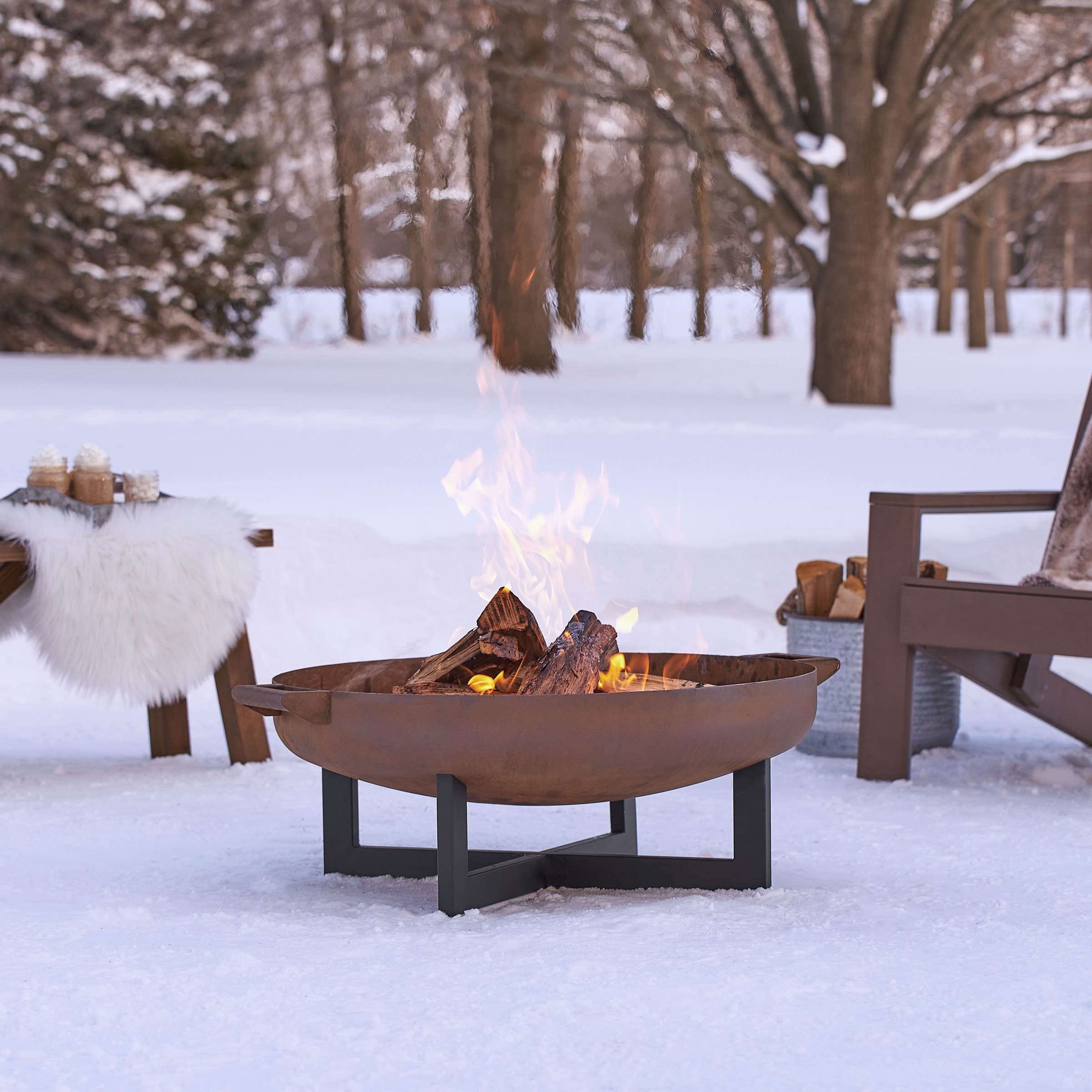 Real Flame 400-RST La Porte 31.5-in W Rust Steel Wood-Burning Fire Pit