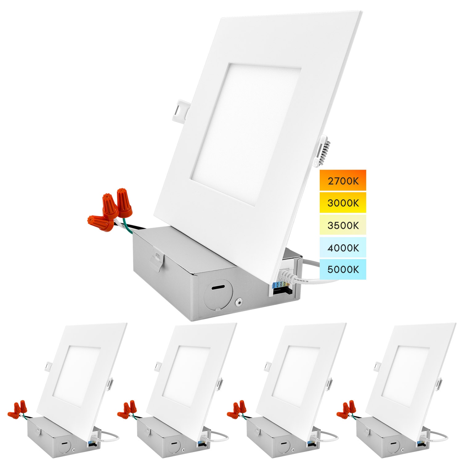 Luxrite White 6 in 1000 Lumen Switchable Square Dimmable LED