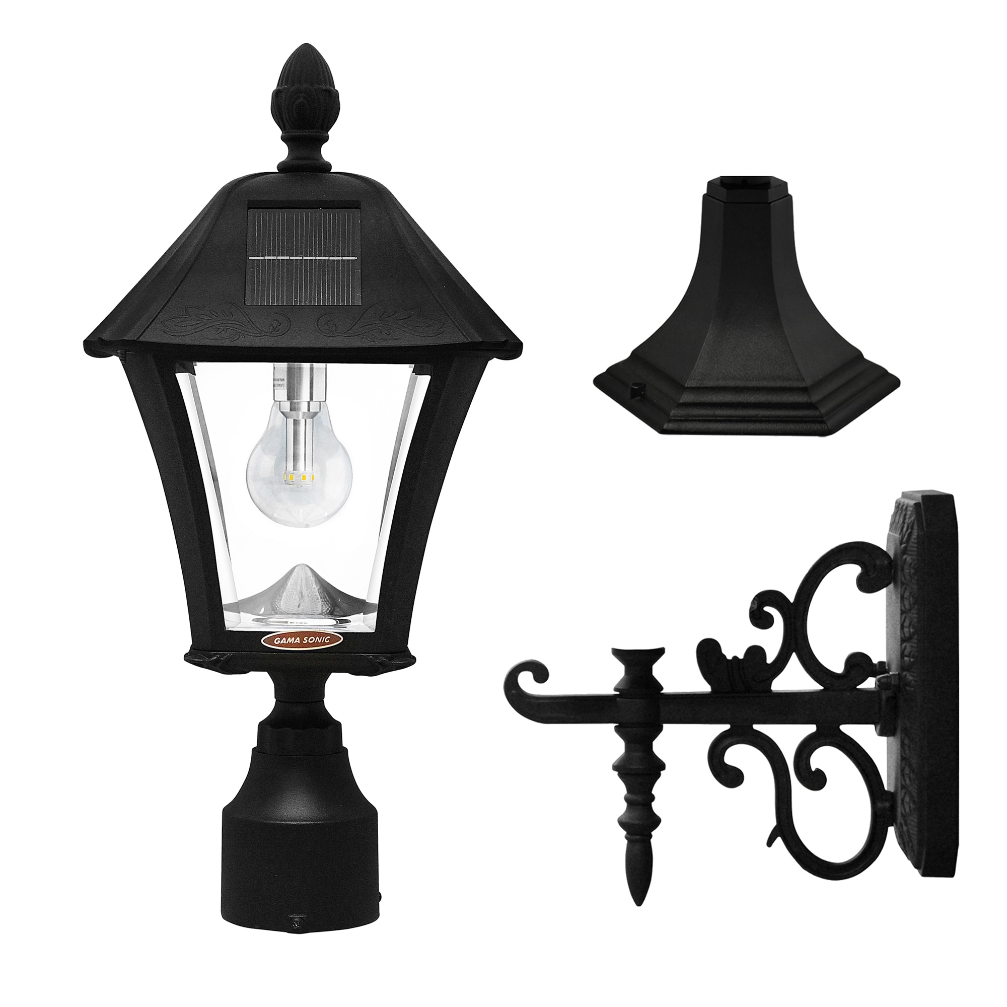 Gama Sonic Baytown Bulb 17-in Black Modern/Contemporary Light Post Lantern  in the Post Light Parts department at