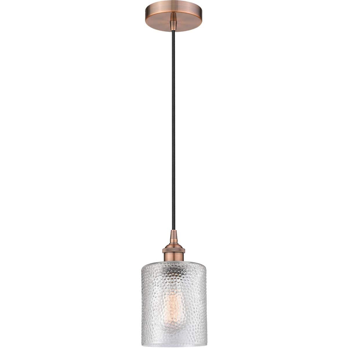  616-1P-AC-G112 Edison Cobbleskill Mini Pendant Antique Copper