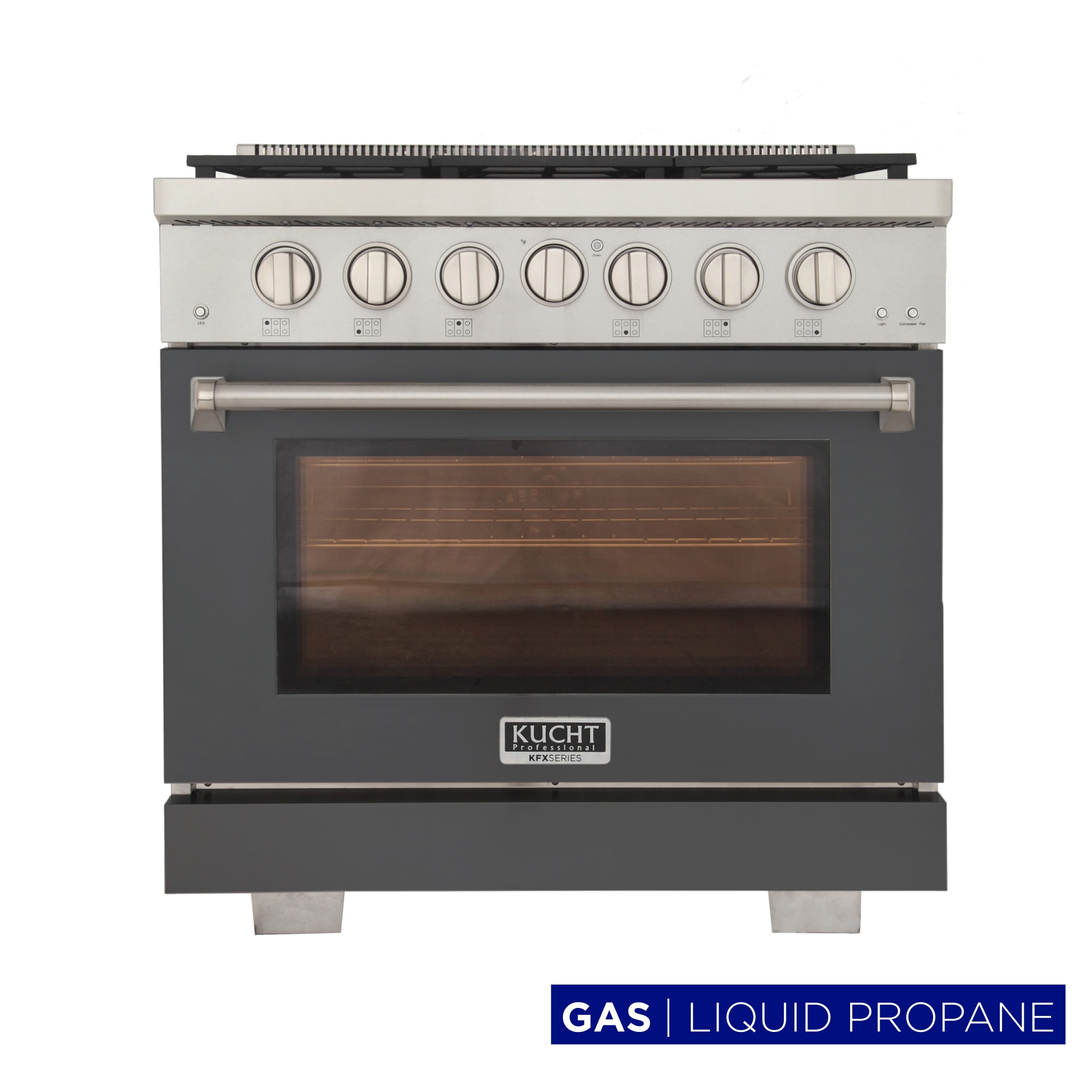 Kucht KFX3600X-LP-GY 36-in 6 burners 5.2-cu ft Convection Oven Freestanding Liquid Propane Gas Range ( Cement Gray )