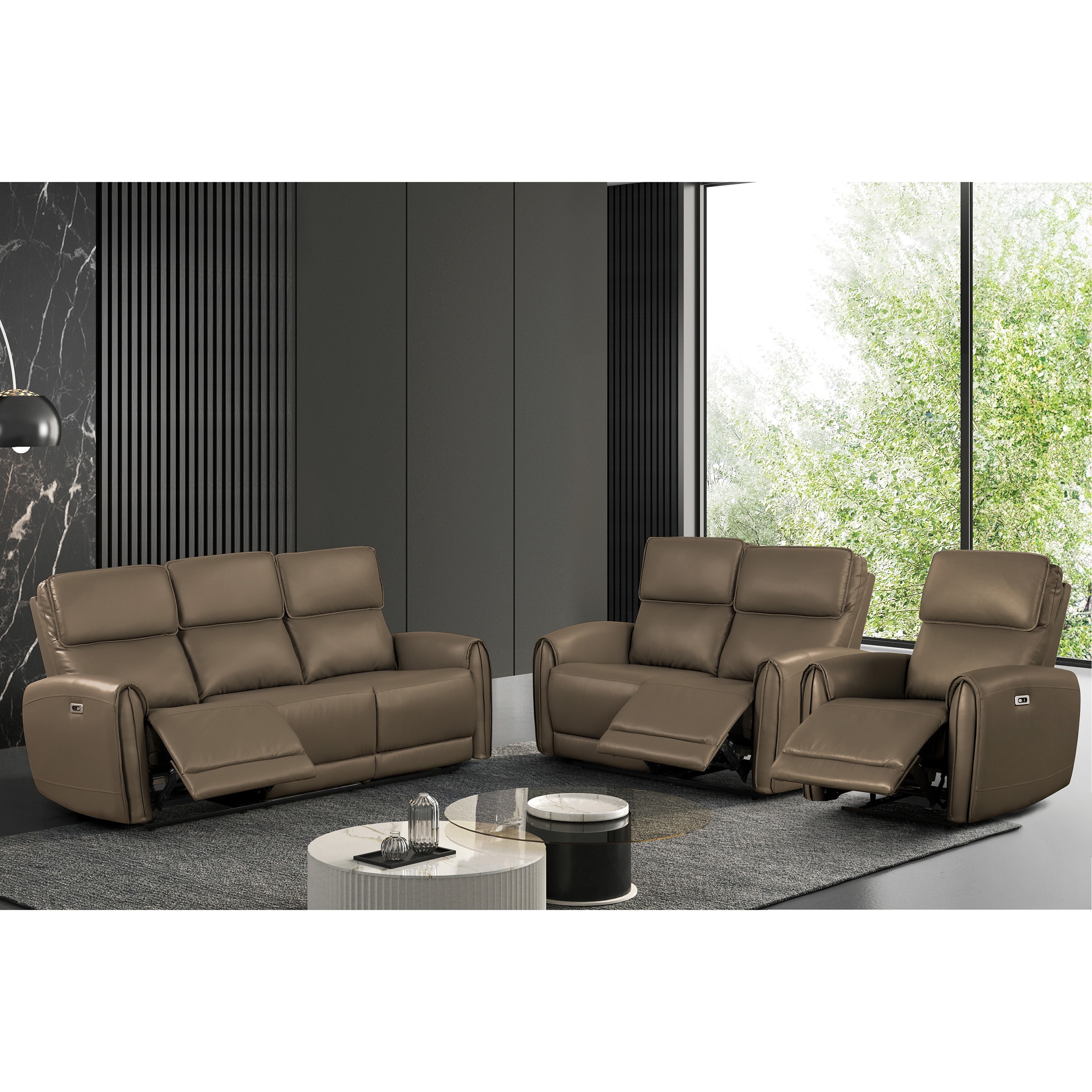 Furniture of America IDF6012LBPM-3PC Oremus Modern 3 -Piece Polyester/Polyester blend Light Brown Living Room Set
