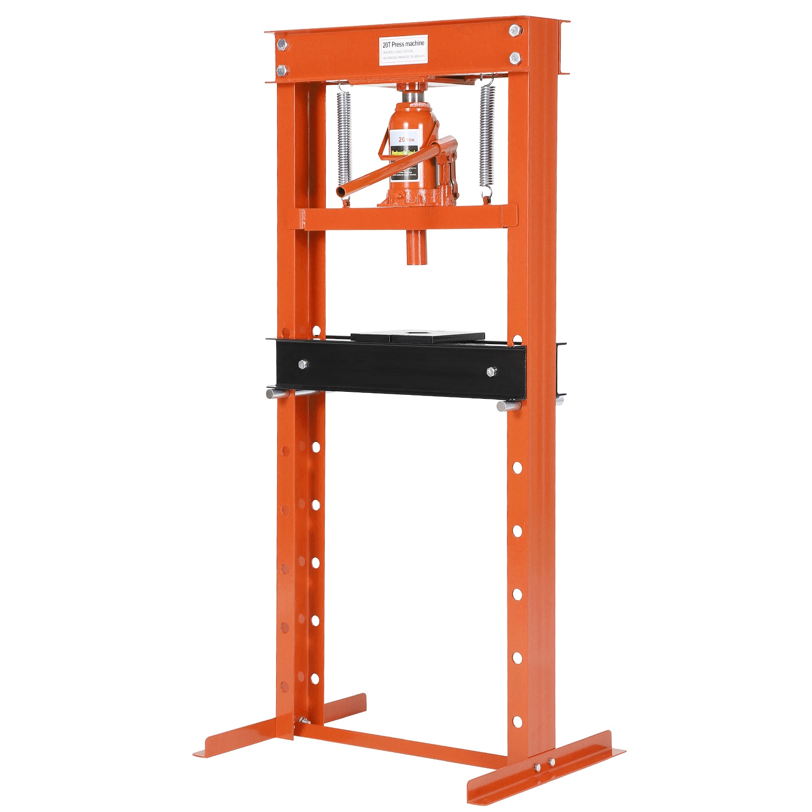 Garvee 20 Ton Heavy Duty Hydraulic Shop Press H Frame Floor Model Adjustable 4 Position Height and Stamping Plates for Bearing and Bending Garage Workshop Orange