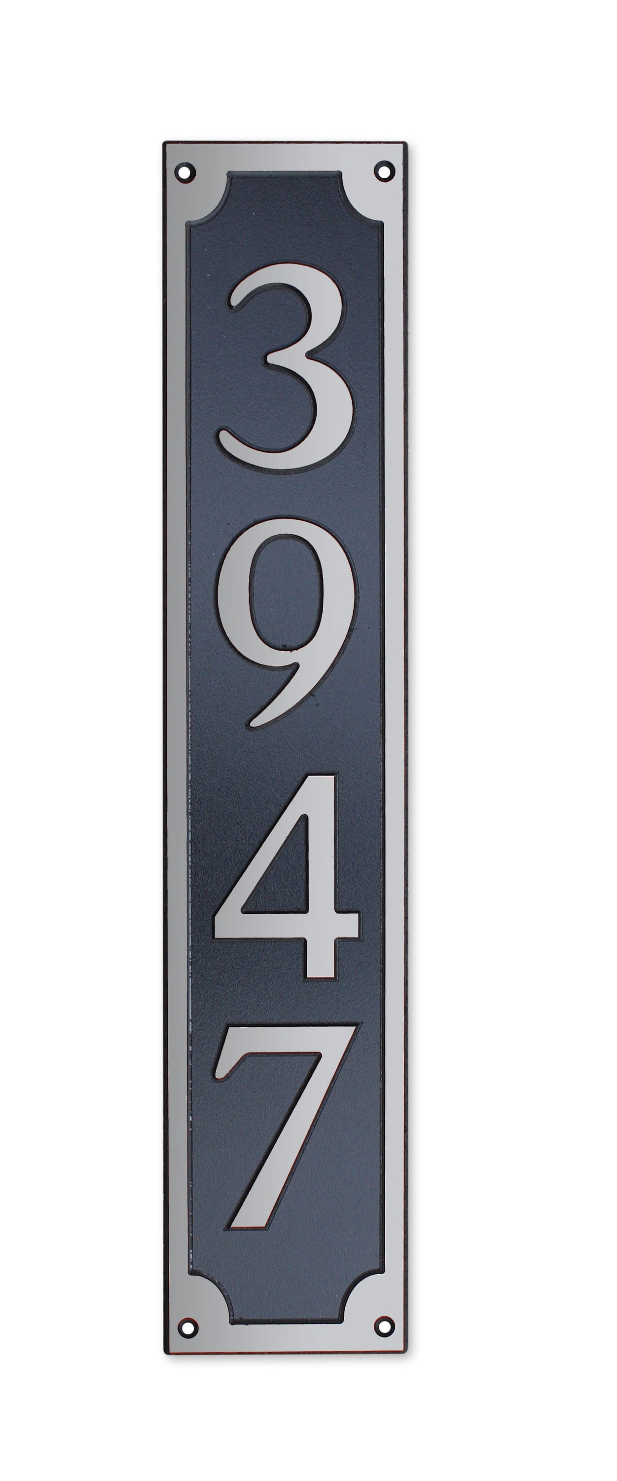 Dekorra 656V-M-NB 18-in H x 4-in W Nickel On Black Plastic Address plaque
