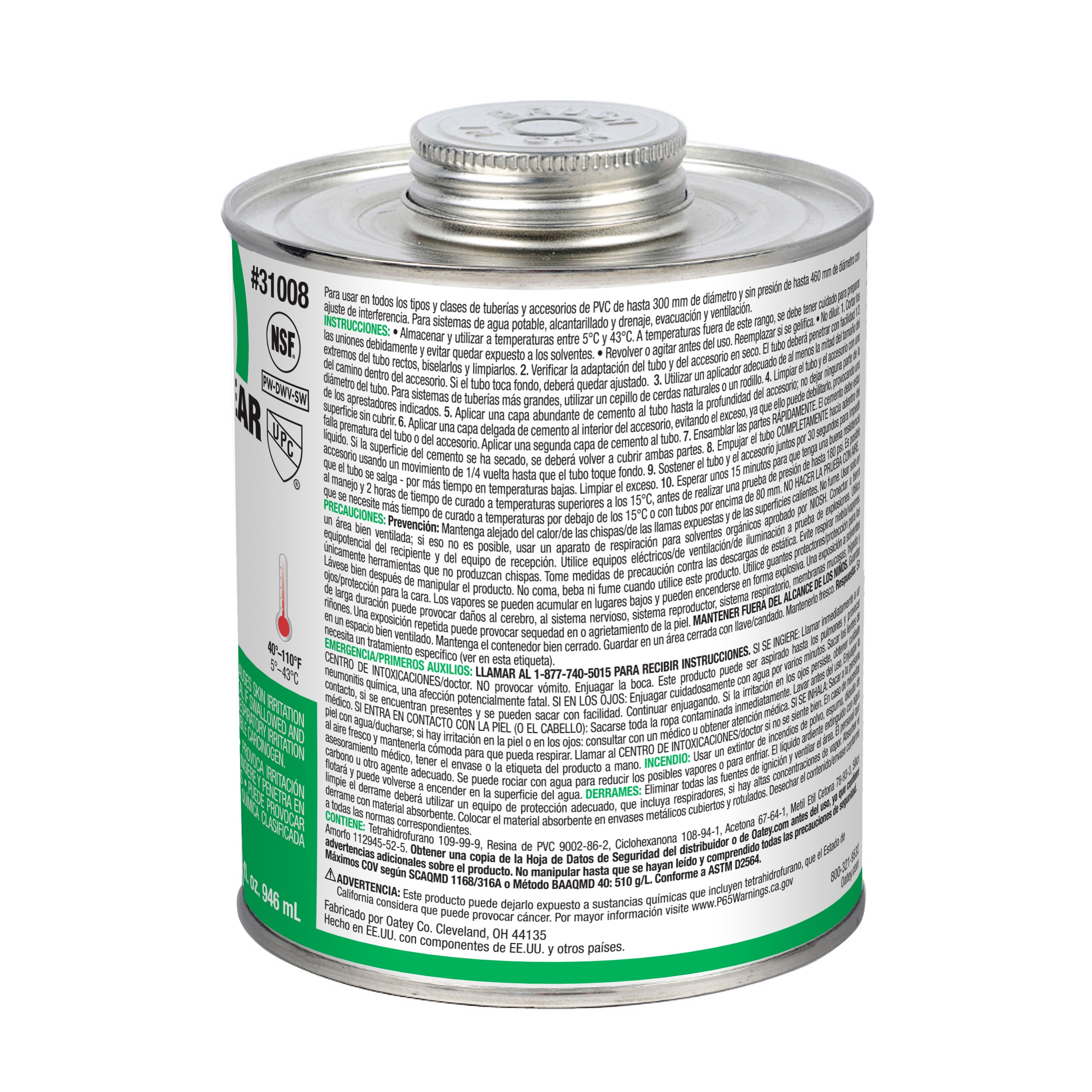 Oatey 31008L Pipe-Cements-Primers-Cleaners - View #11