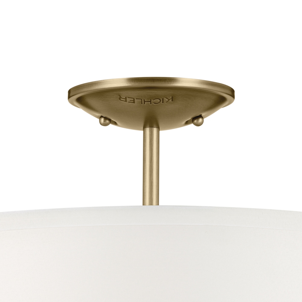 Natural Brass 14" 3-Light Semi-Flush Drum Ceiling Fixture