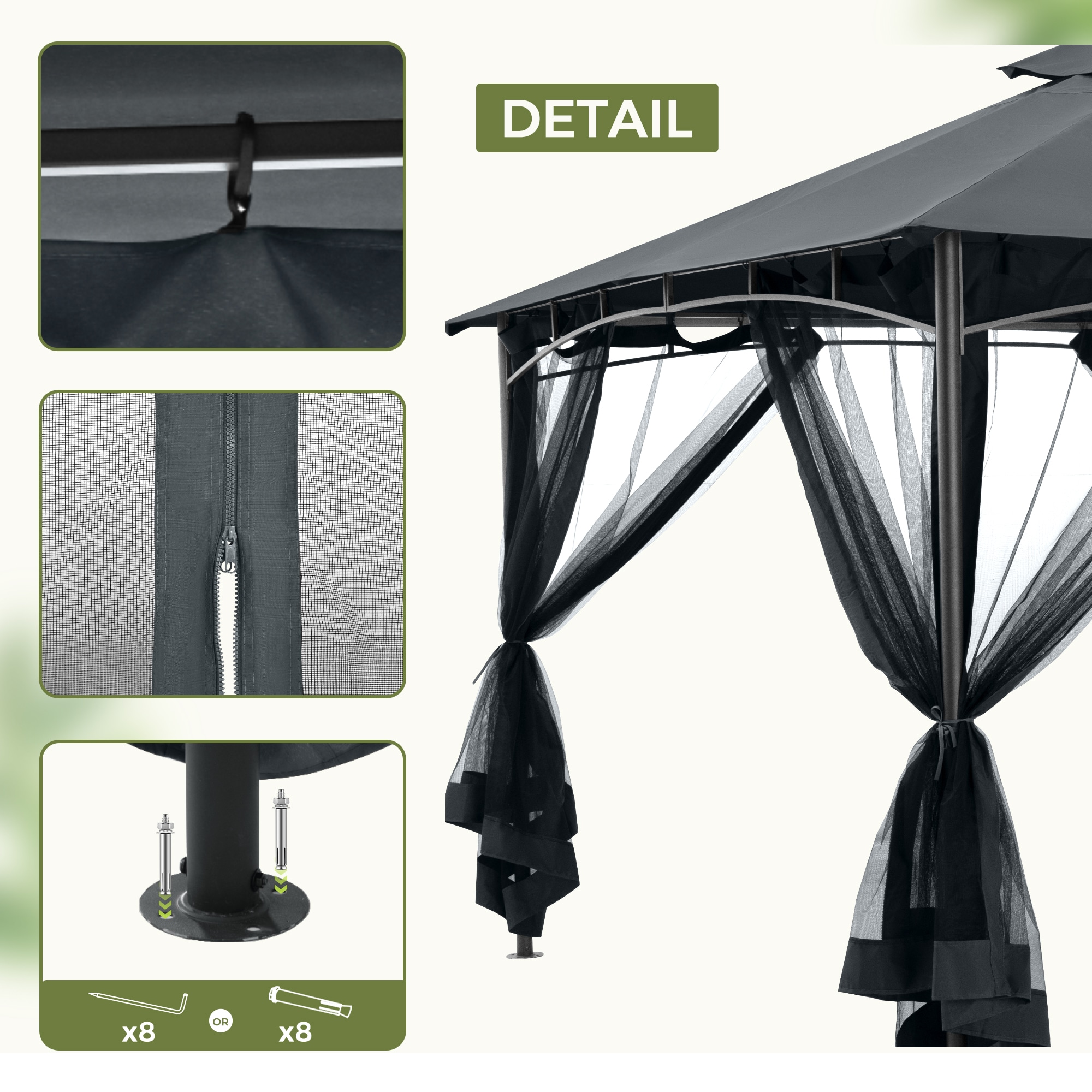  EL-ZPTYJ-1212-H-WL3 Wood-Resin-Gazebos - View #3