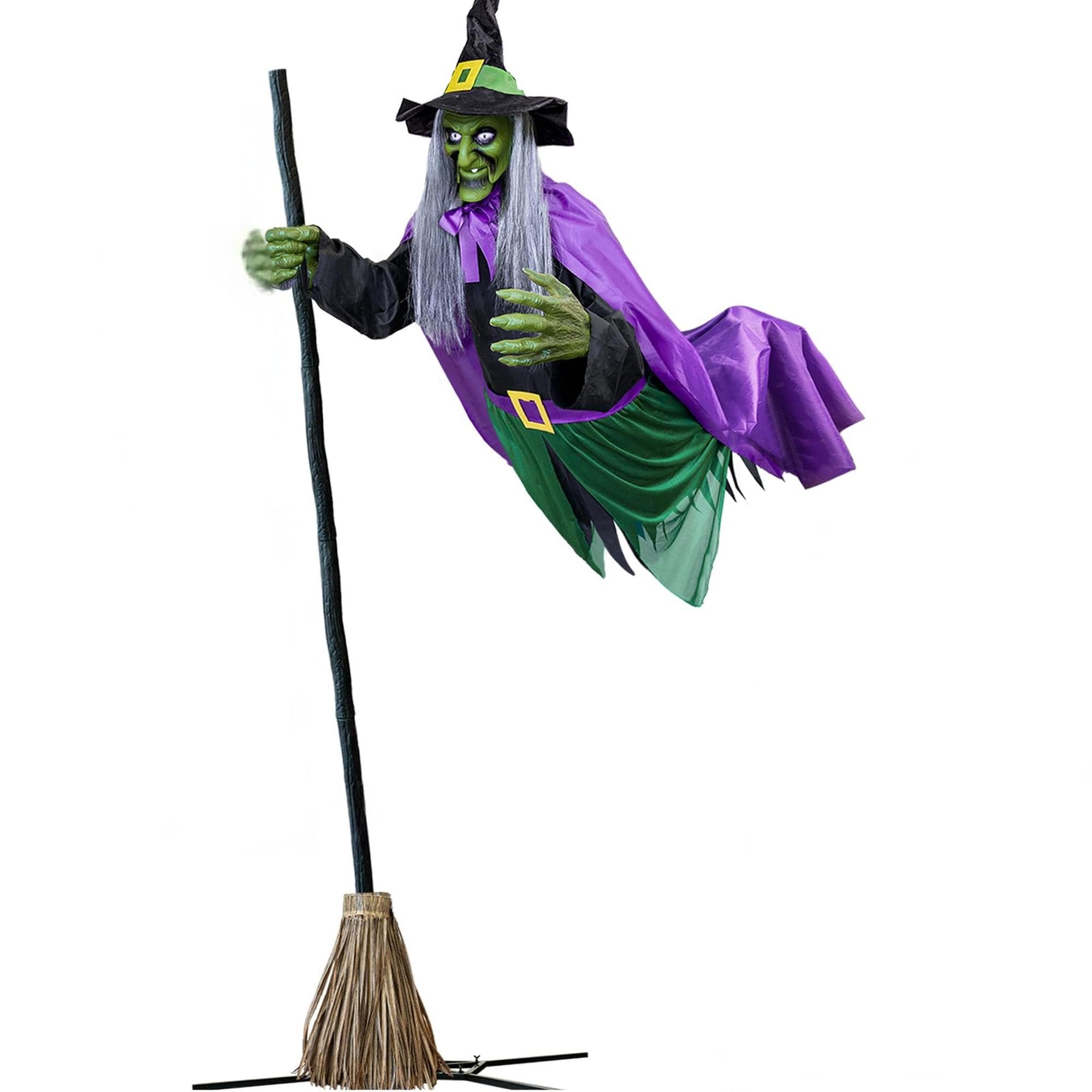 Wudkey 42 x 20 x 137 in Animated Purple Green Hanging Witch Halloween Decor