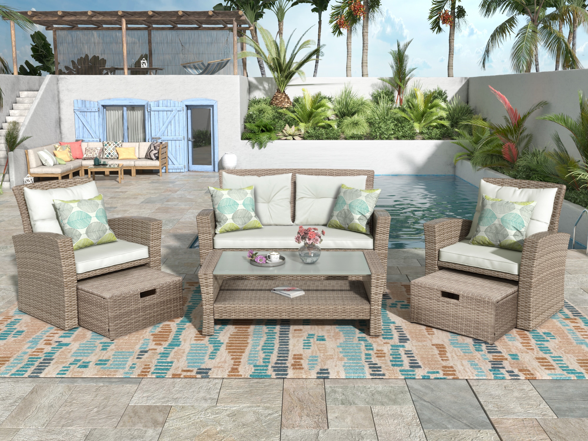 Direct Wicker DWS-298-BE Patio-Conversation-Sets - View #2