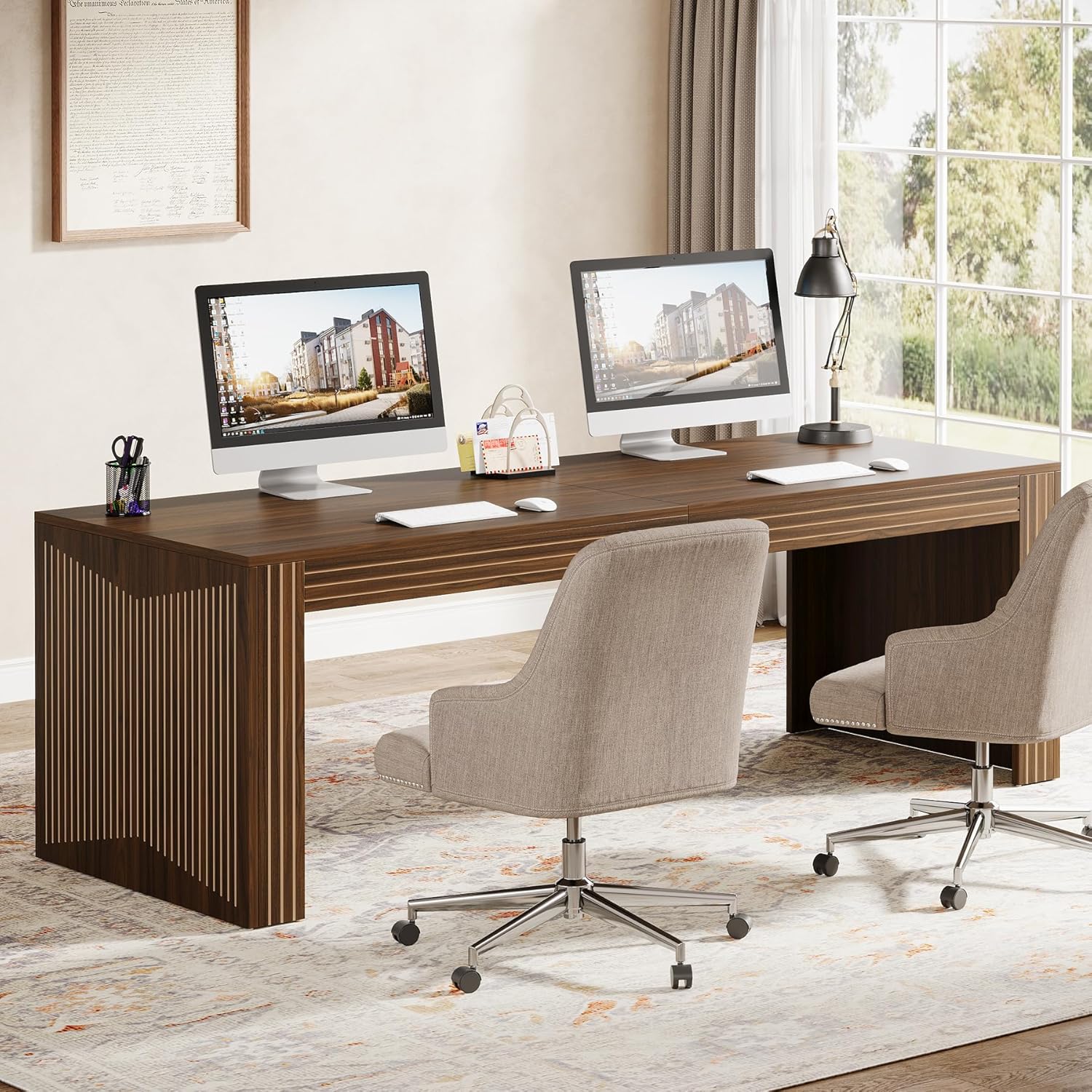 Tribesigns 79 inches Extra Long Desk Two Person Double Desk for Home ...