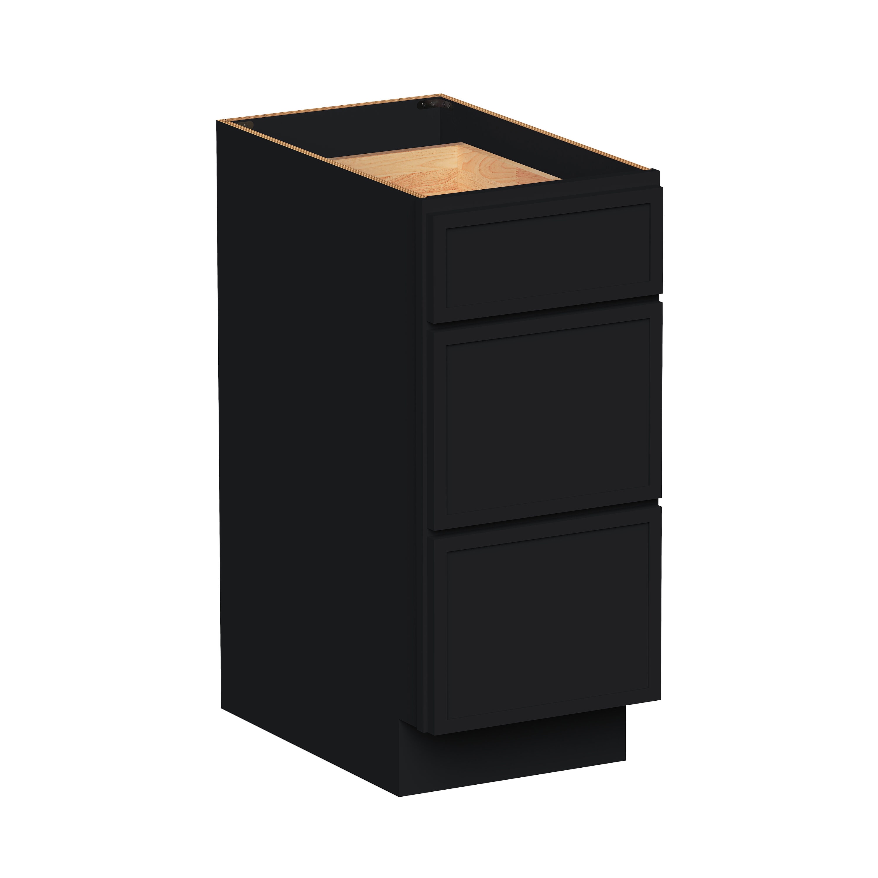 Boyel Living 15-in W x 34.5-in H x 24-in D Black Shaker Ready-to-Assemble Kitchen 3-Drawer Base Cabinet with Soft-Close Drawers #BL-DB15SSE