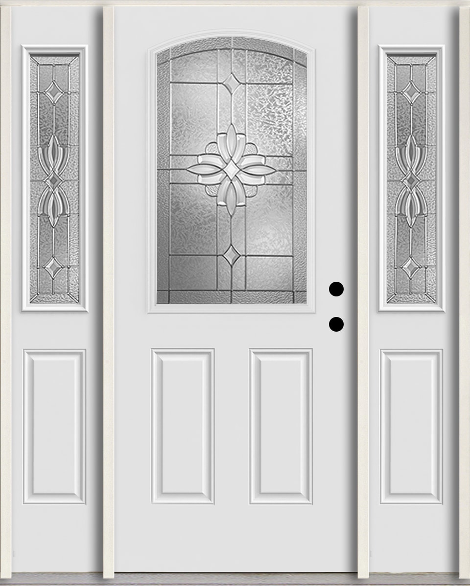 RELIABILT LO964298 Laurel 60-in x 80-in x 4-5/8-in Fiberglass Half lite Left-hand inswing Arctic White Paint Painted Prehung Front Door with Sidelights Insulating core