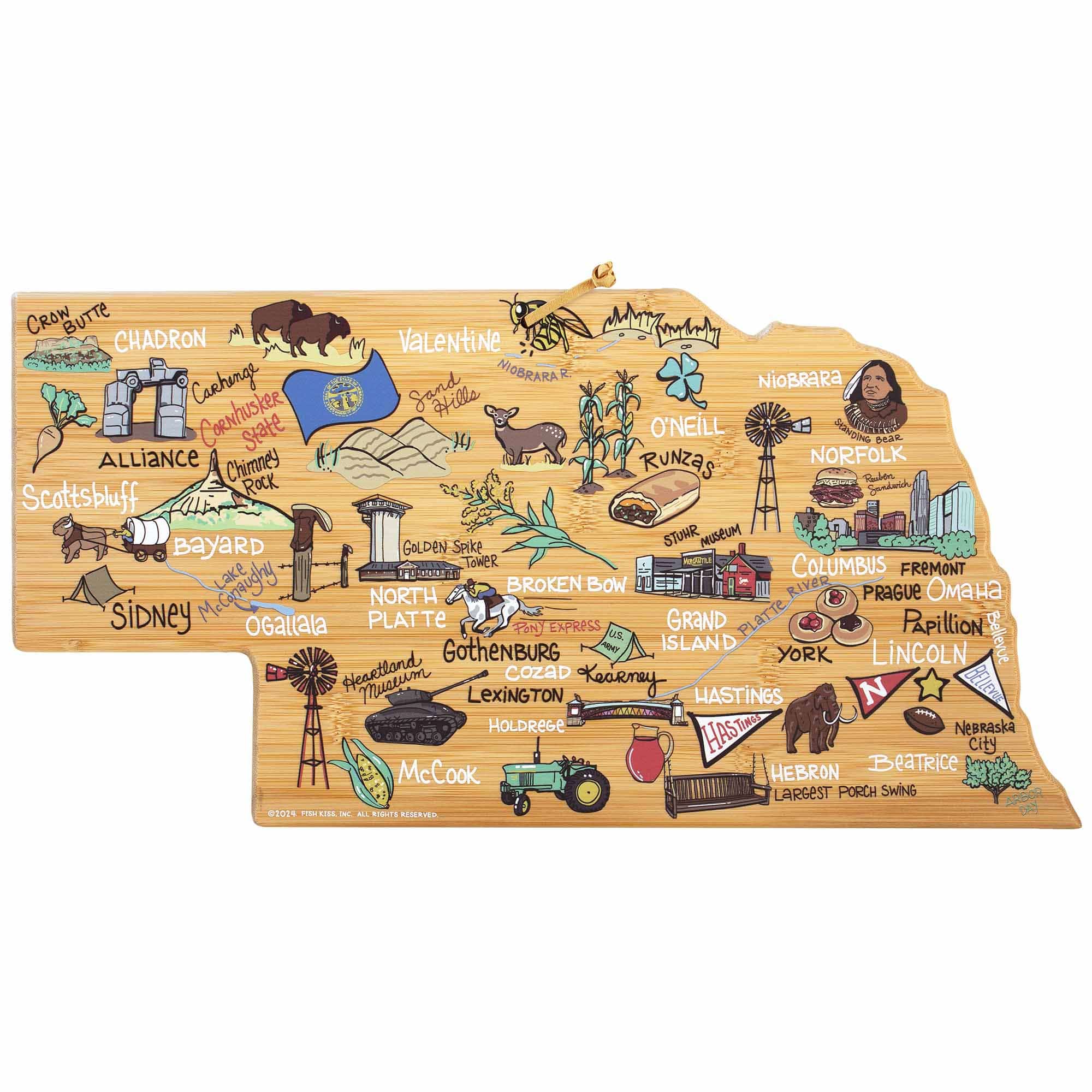 Totally Bamboo  Fish Kiss Nebraska Bamboo Serving and Cutting Board