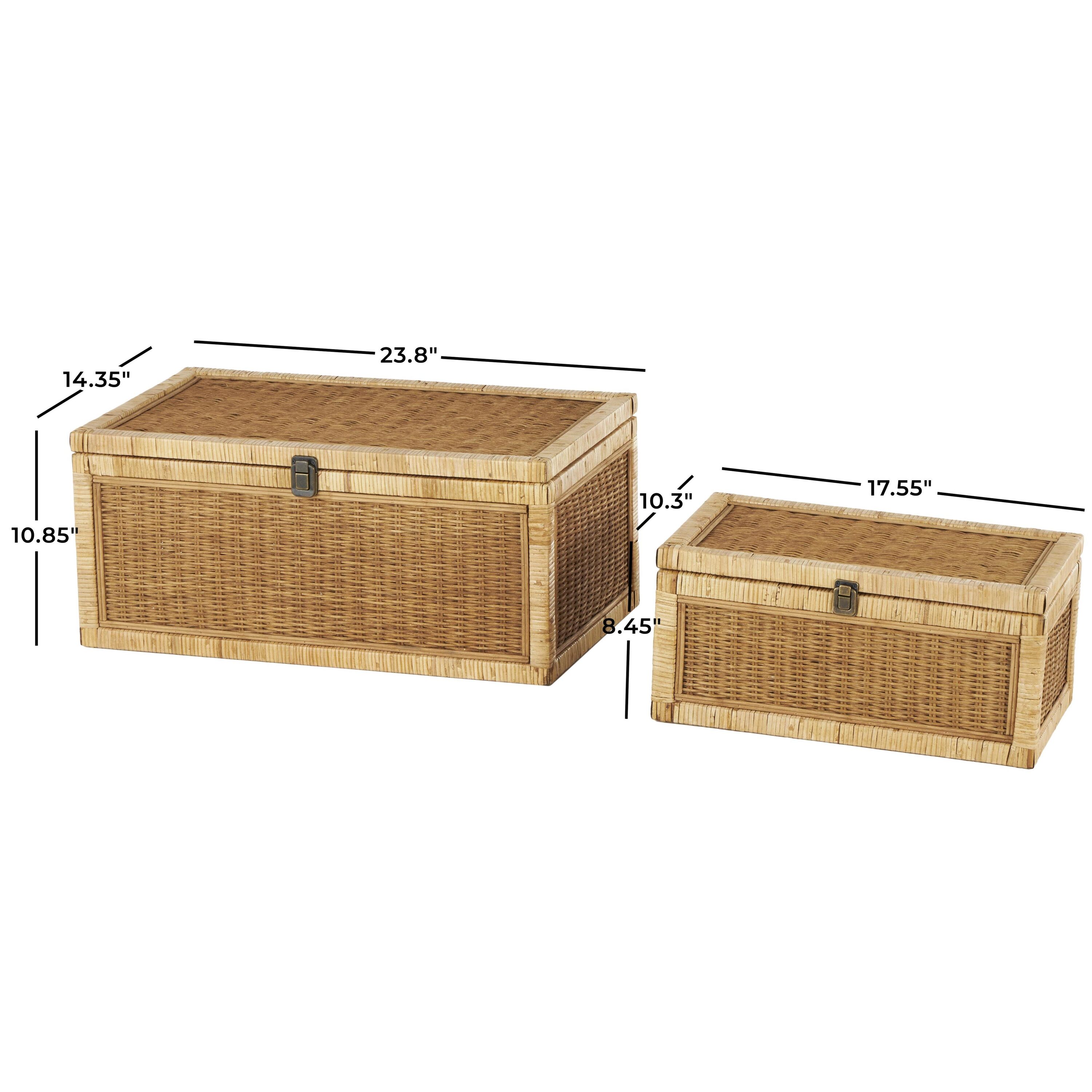 Handmade Natural Wood Rectangular Lidded Storage Box Set