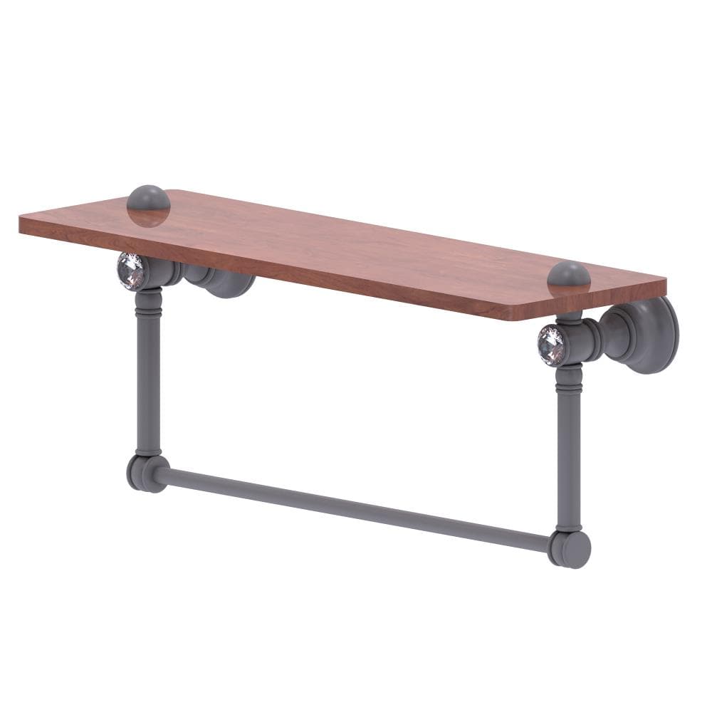 Allied Brass CC-1-16-TB-IRW-GYM Carolina Crystal Matte Gray Wall mount Bathroom Shelf ( 16-in x 7-in x 5-in )