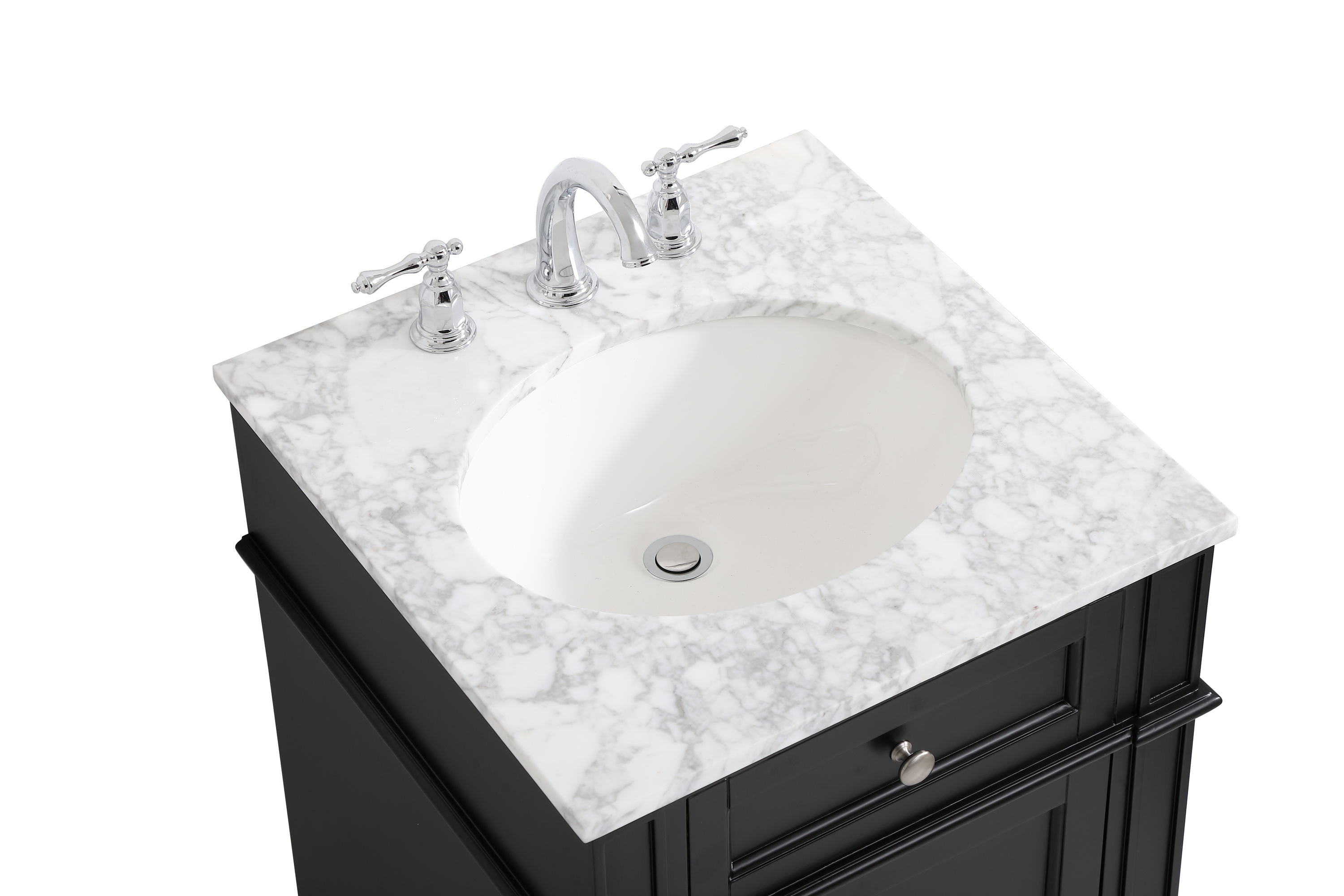 Black Marble Top Single Sink Vanity with Porcelain Basin
