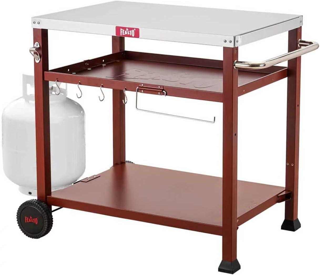 LOVMOR SF-WO-B0D7GZNVLQ 3Shelf Outdoor Grill Table Pizza Oven Table for Outside Movable Grill Cart with Wheels Indoor Outdoor Cooking Station