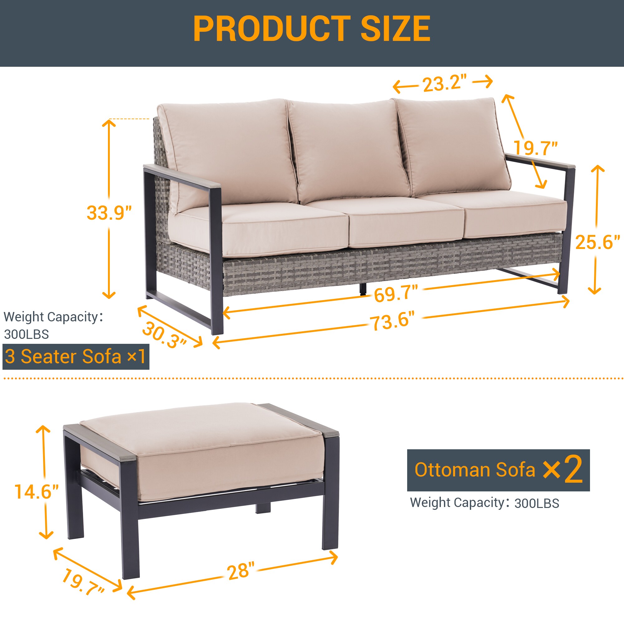 Sonkuki SD-R-HOG-120T2 Patio-Conversation-Sets - View #3