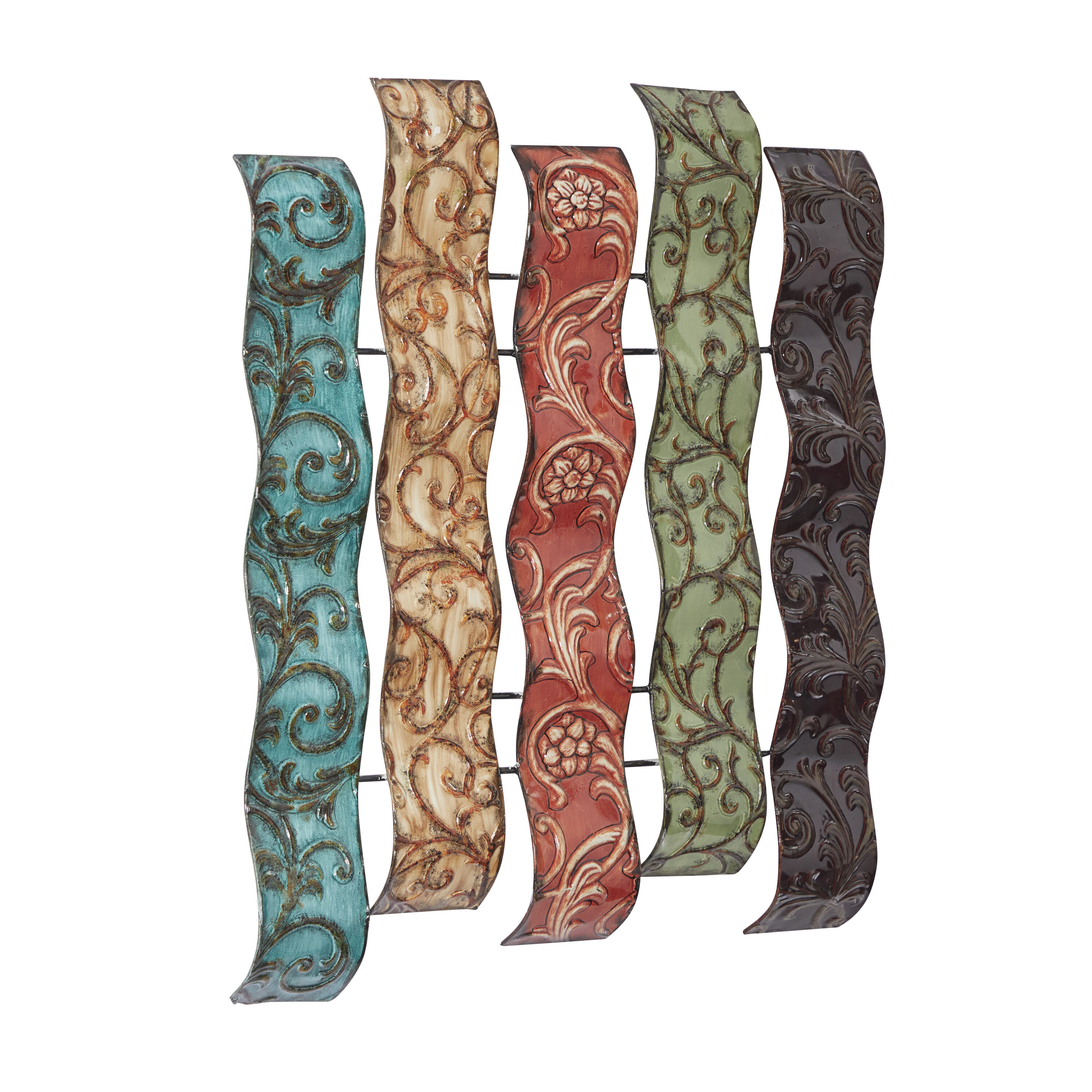Multicolor Embossed Metal Wavy Panel Wall Sculpture