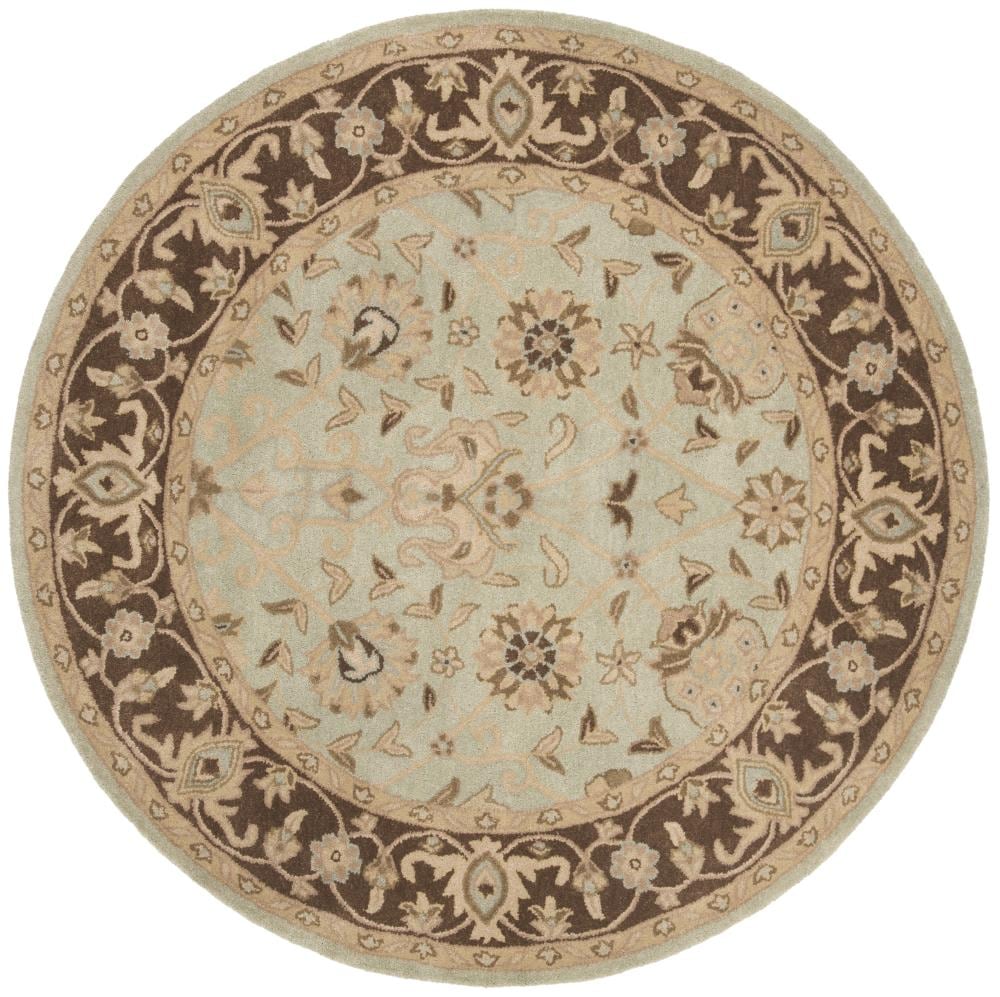Safavieh AT21H-6R Antiquity Dergaz 6 x 6 (ft) Tufted Wool Green/Brown Round Indoor Floral/Botanical Vintage Area rug