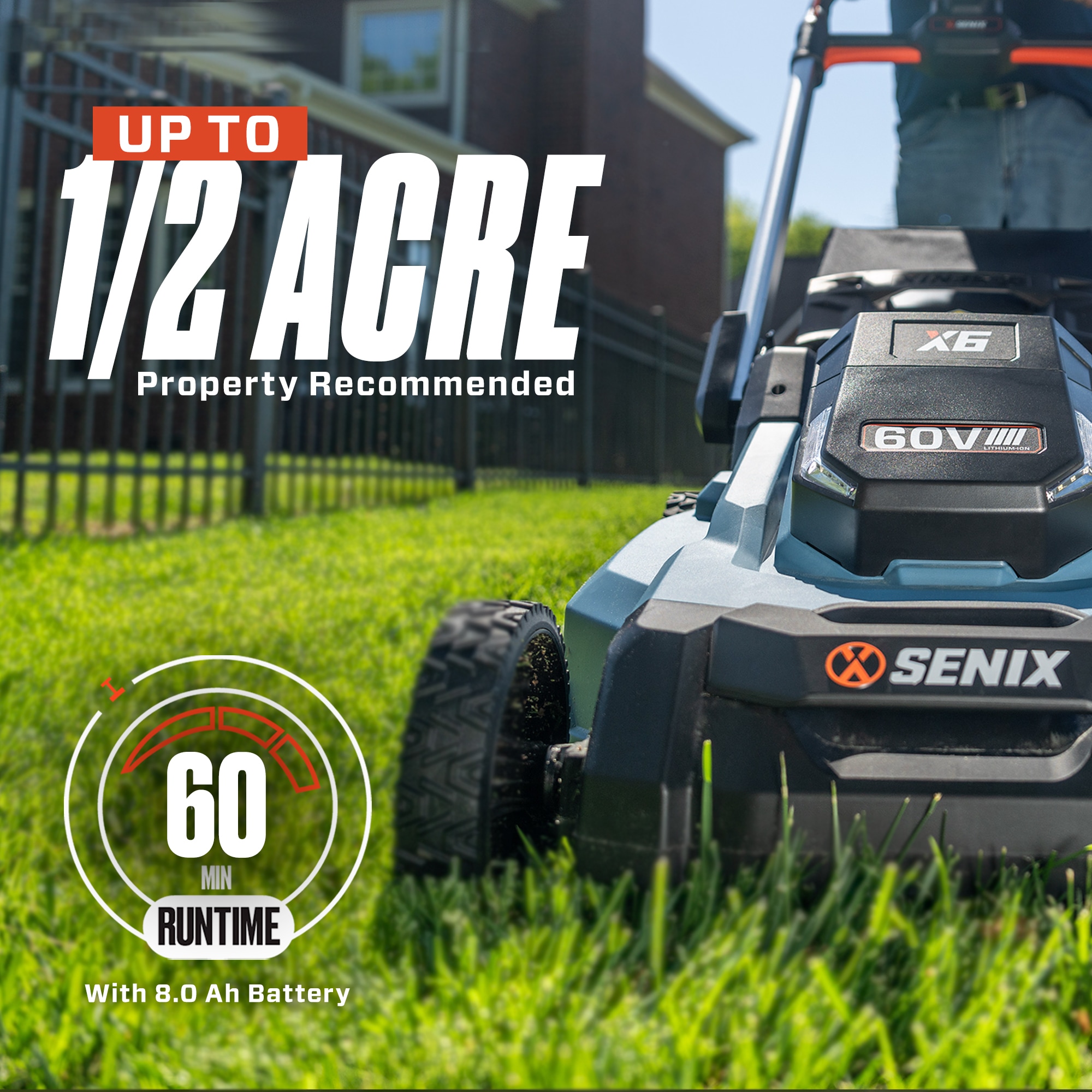 SENIX 60 Volt 60-volt 21-in Cordless Self-propelled Lawn Mower 8 Ah (1-Battery and Charger Included) LPSX6-H Sansujyuku sansujyuku.com