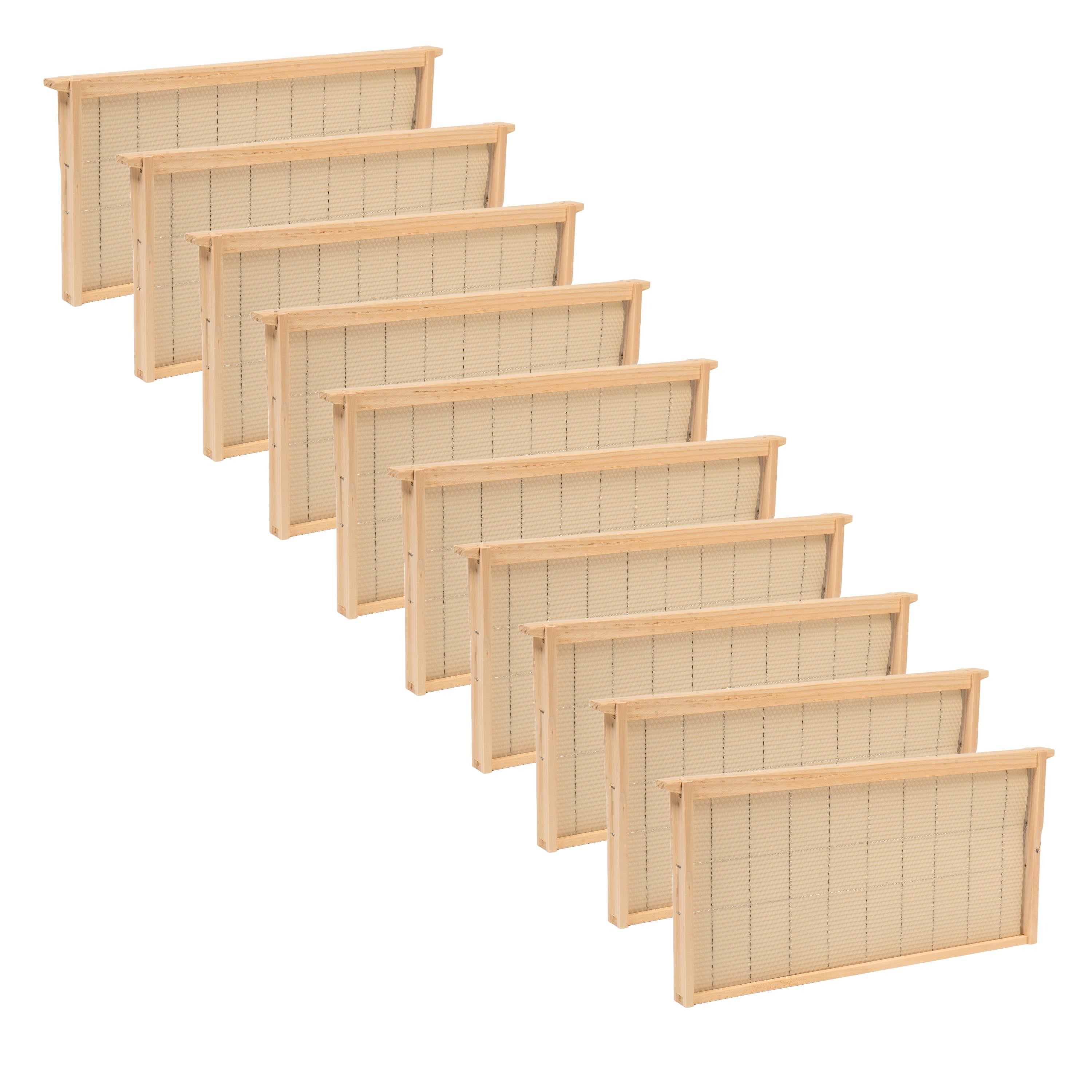 Lehman's Lehmans Beekeeping Beehive Frame - Wired Beeswax Foundation - Deep Assembled - Honey Bee Hive - Amish Made - Set of 10