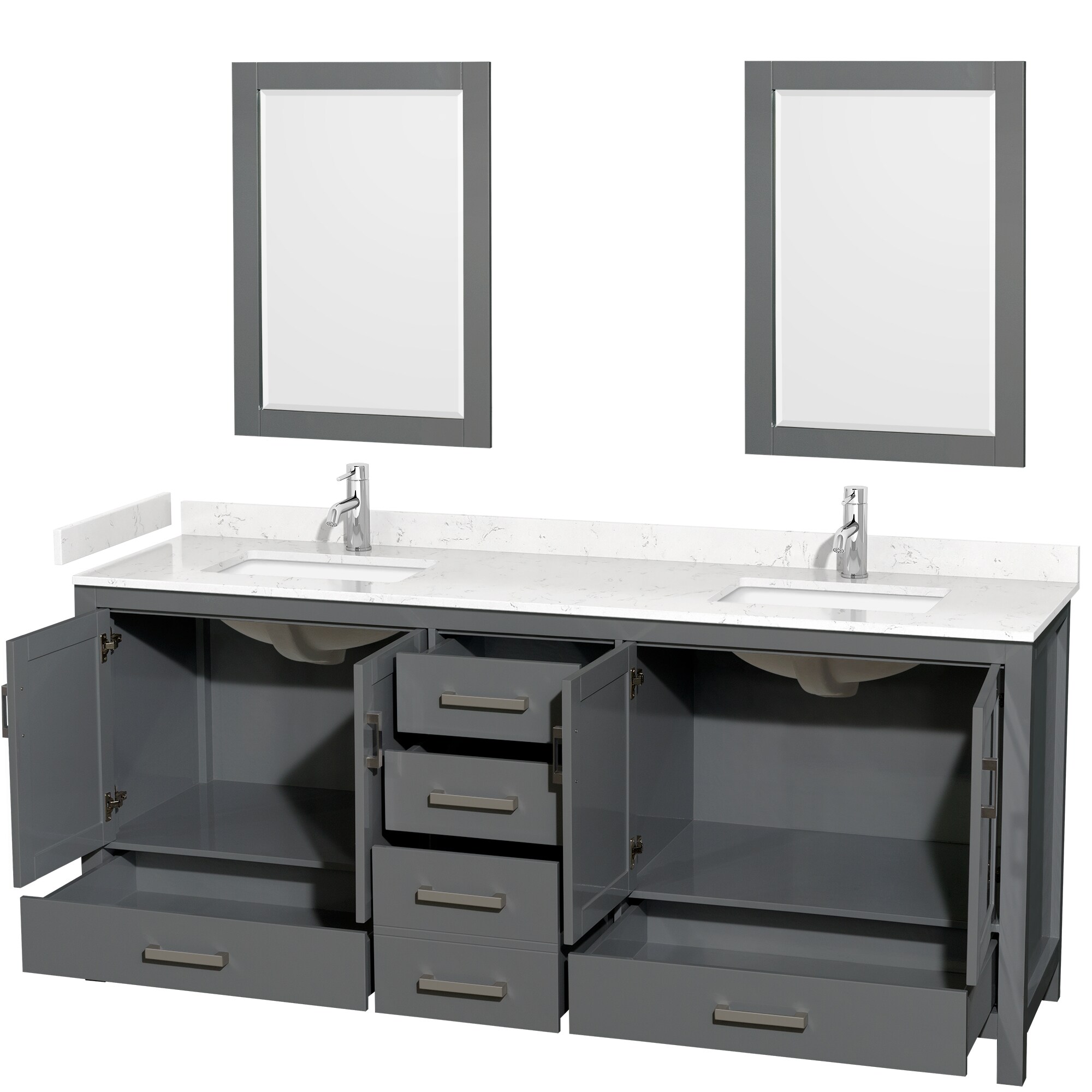 Wyndham Collection WCS141480DKGC2UNSM24 Bath-Vanity-Combo - View #2