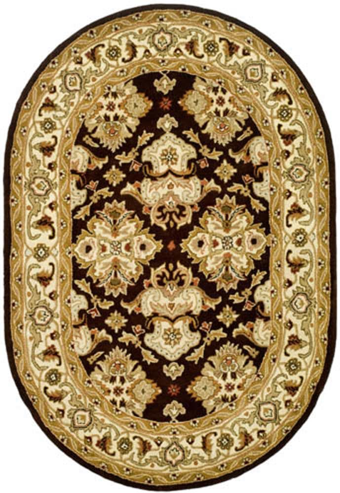Safavieh HG817B-8OV Heritage Deloy 8 x 10 (ft) Tufted Wool Espresso/Ivory Oval Indoor Floral/Botanical Oriental Area rug