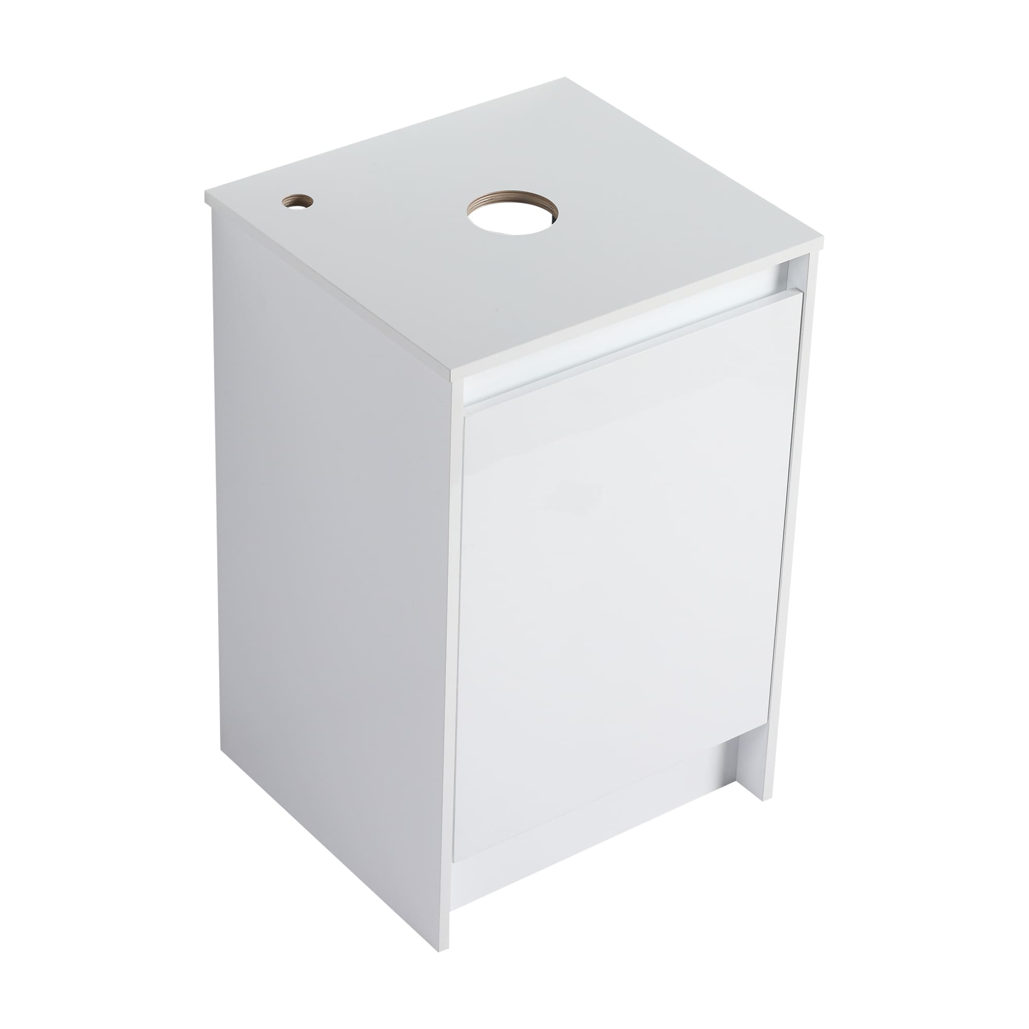 Roomfitters  Contemporary Glossy White Freestanding Bathroom Vanity Base Cabinet Wooden Countertop