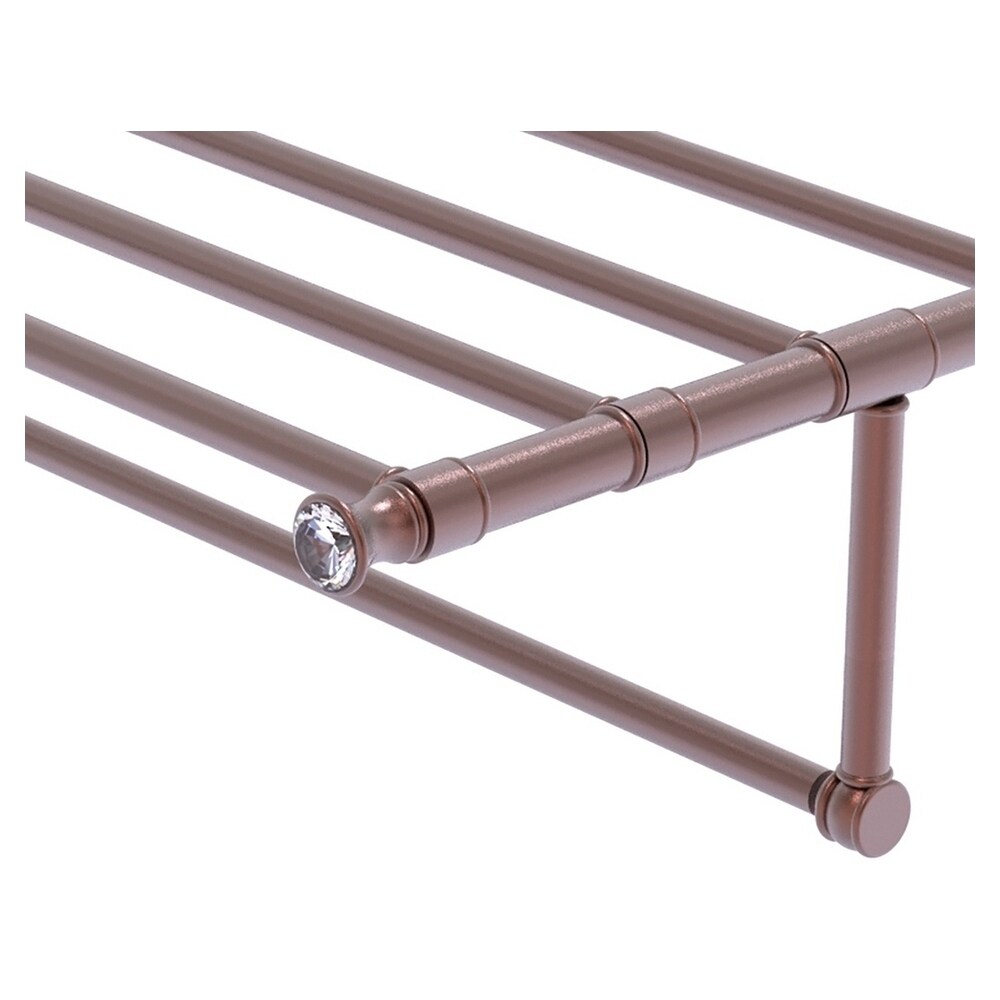 Allied Brass Carolina Crystal Collection 36-in Towel Shelf with Integrated Towel Bar in Antique Copper