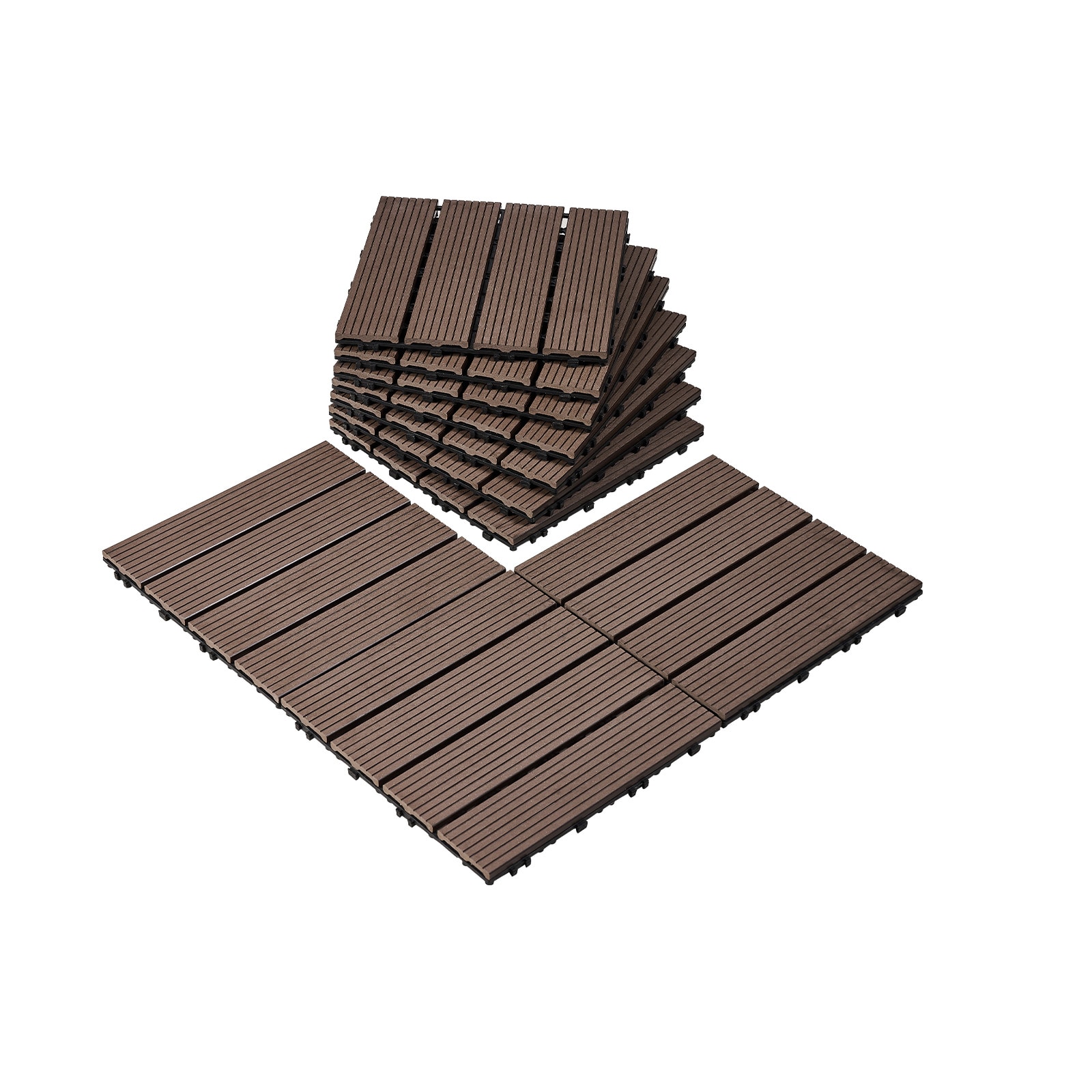 VEVOR Interlocking Deck Tiles Plastic Wood  27 Pack 12inx12in 27 sq. ft Waterproof Outdoor Flooring All Weather Use  Patio Floor Decking Covering Tiles for Porch Poolside Balcony Backyard  Dark Brown